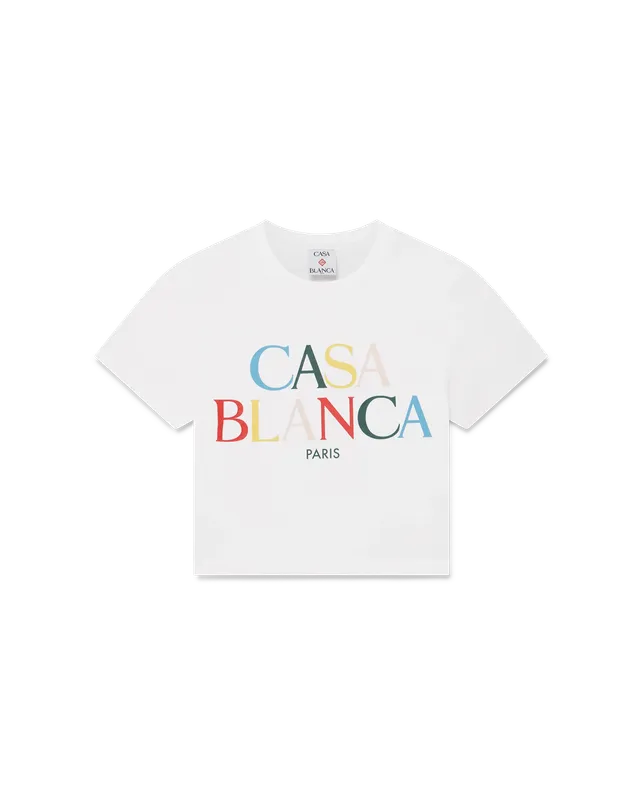 Casablanca Stacked Logo t-shirt bianca cropped