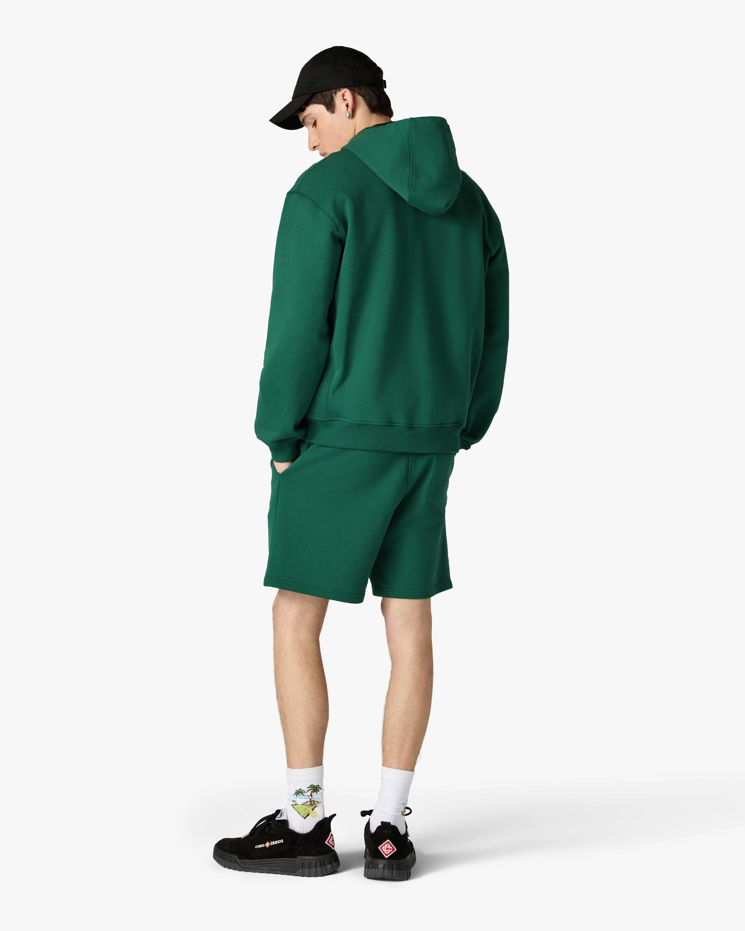 Casablanca Sport Type felpa zip verde cappuccio