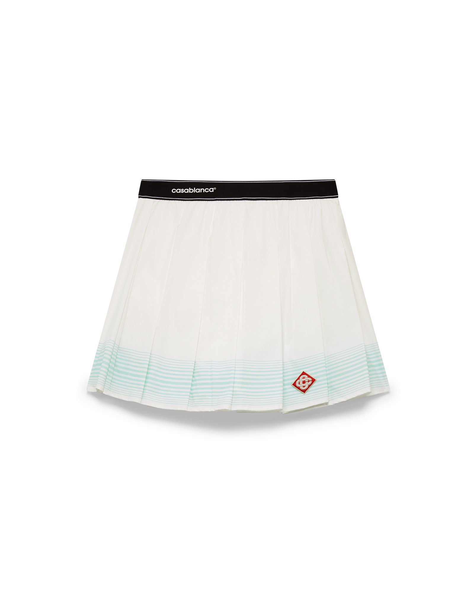 Casablanca Stripe Pleated gonna mini bianco verde elastico