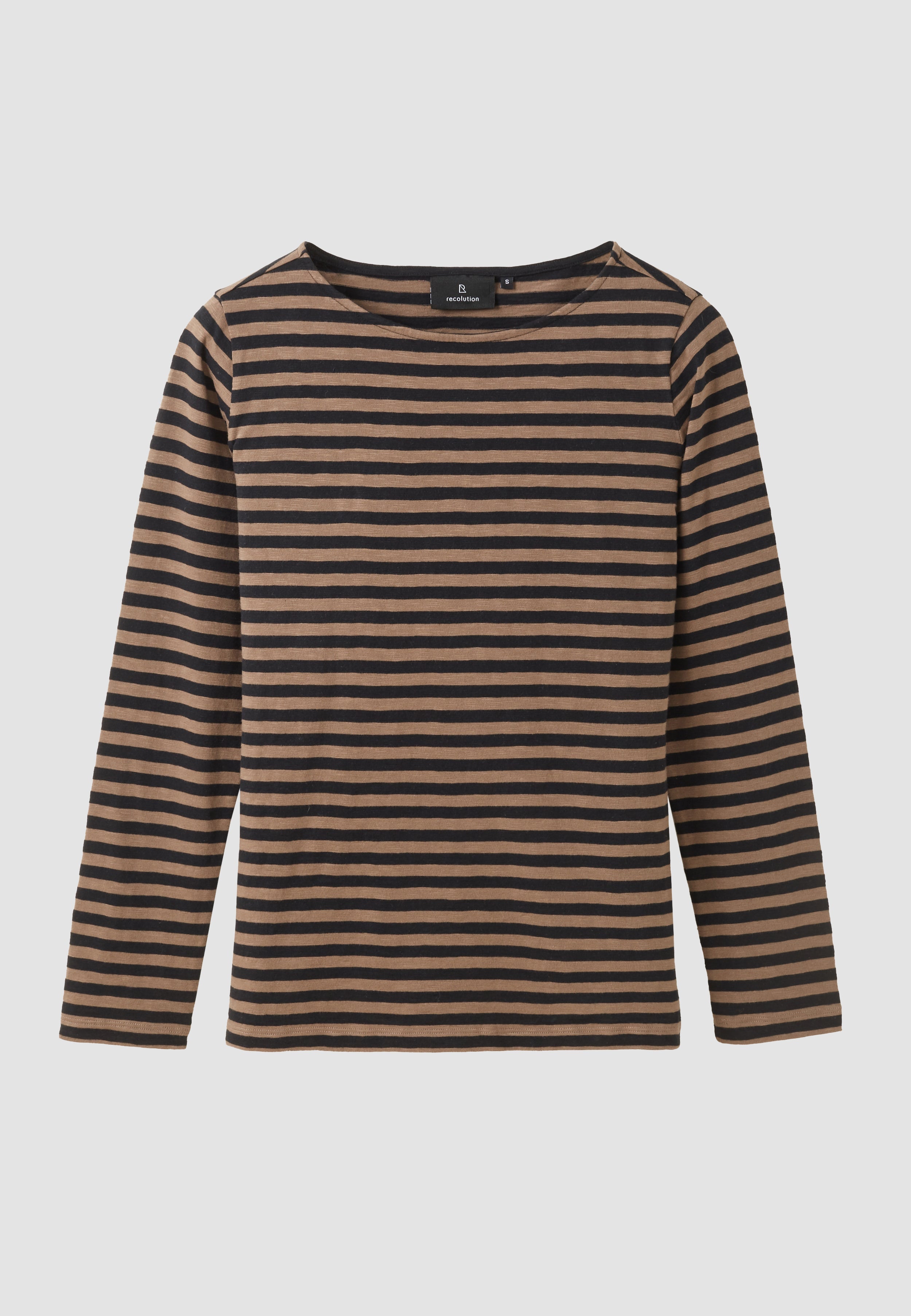 Recolution Iris Stripes maglia a righe marrone cotone bio