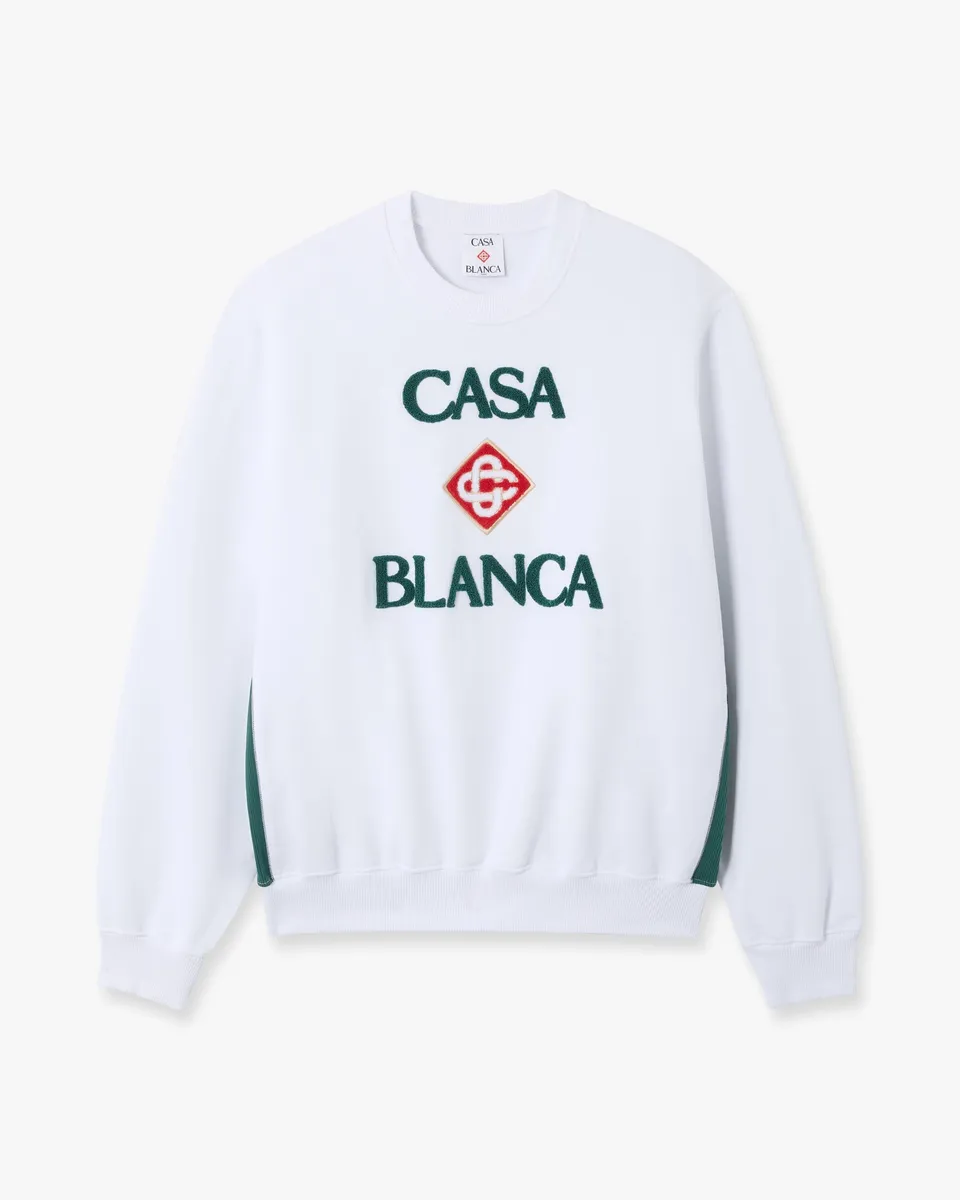 Casablanca Diamond Logo felpa bianca girocollo