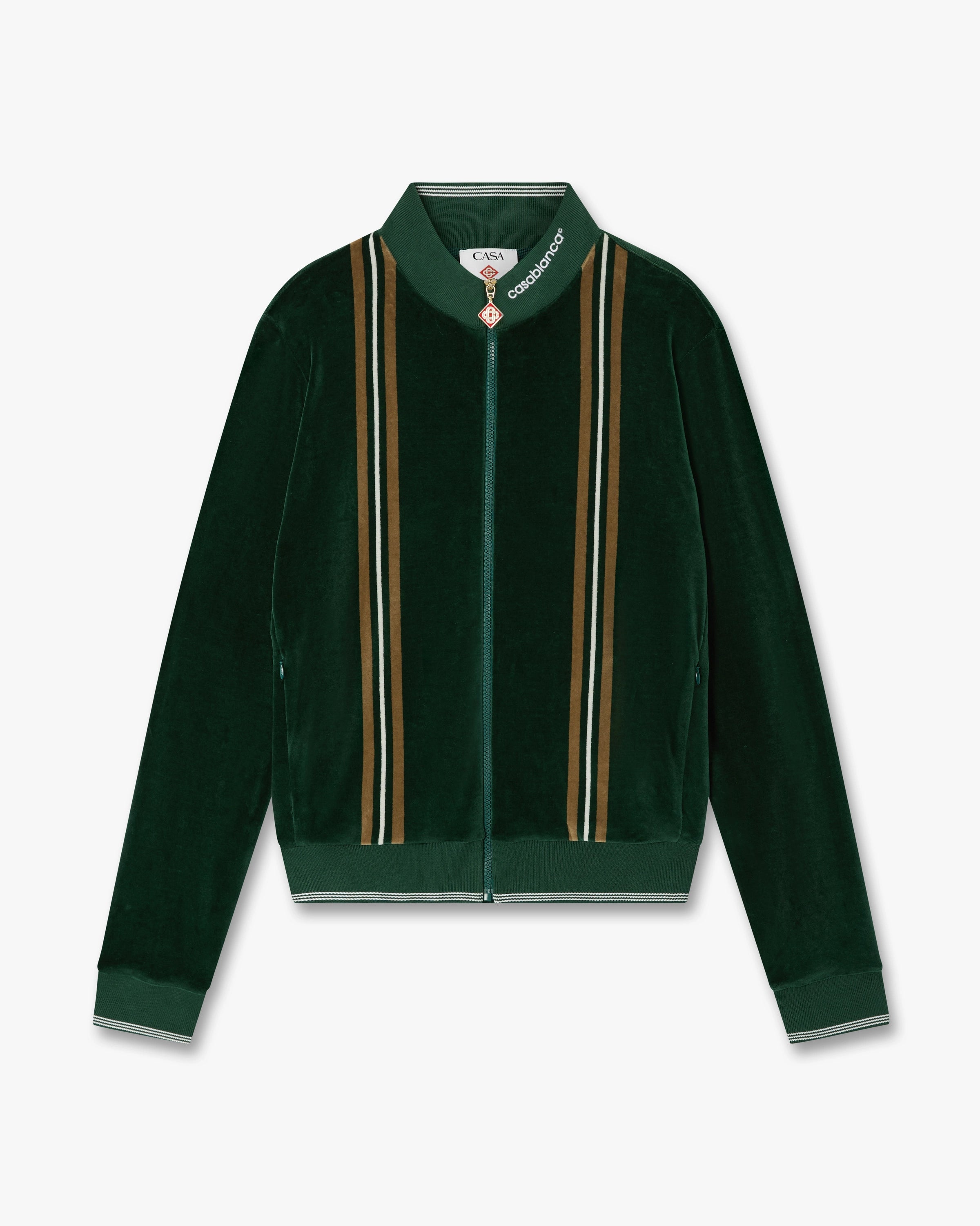Casablanca Stripe Velour giacca tuta verde marrone