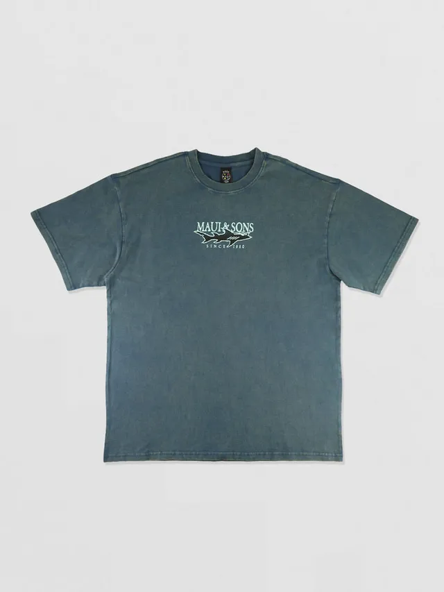 Maui and Sons Rooster Mineral Washed T-Shirt Boxy Fit blu