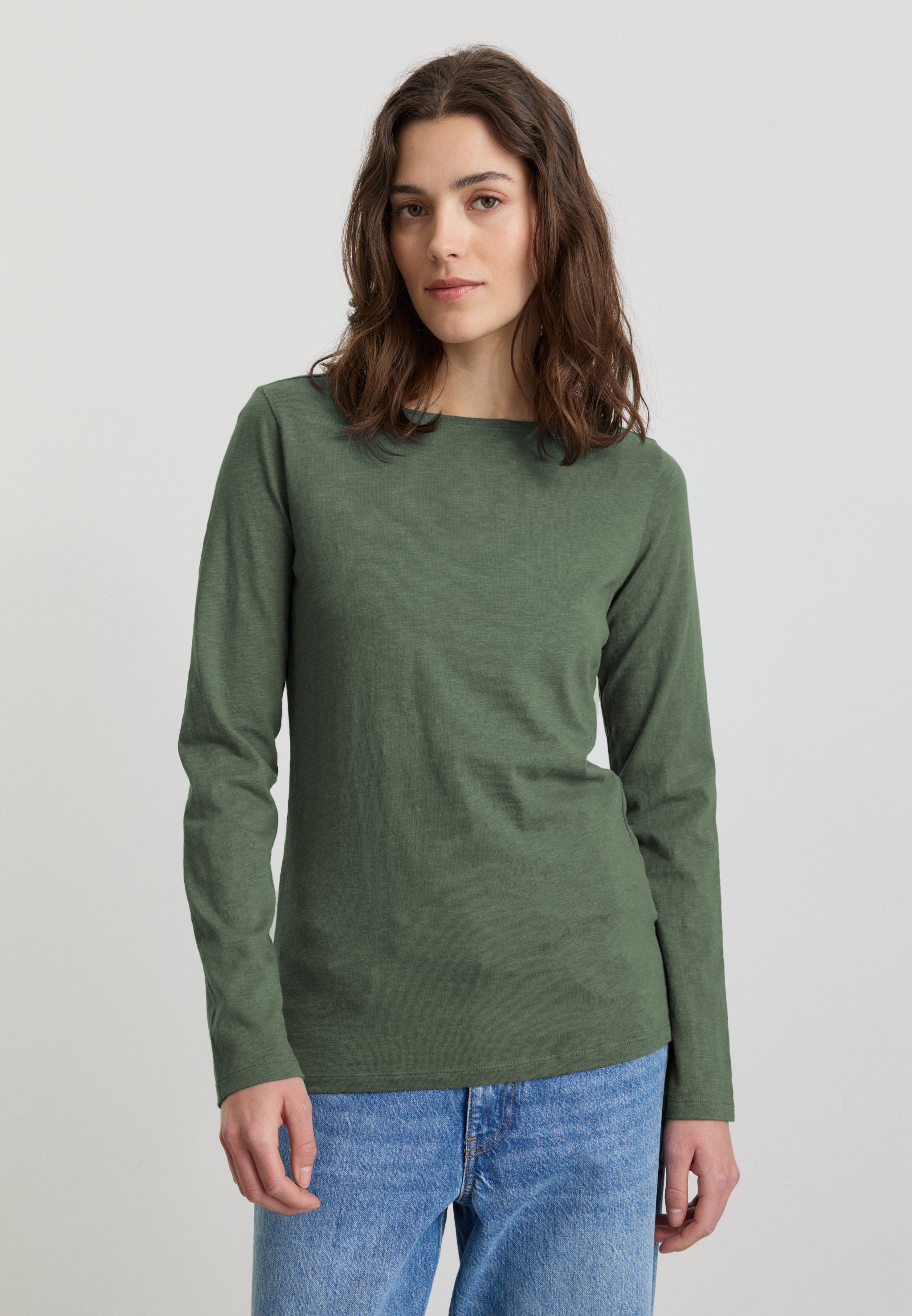 Recolution Iris maglia manica lunga kaki cotone bio