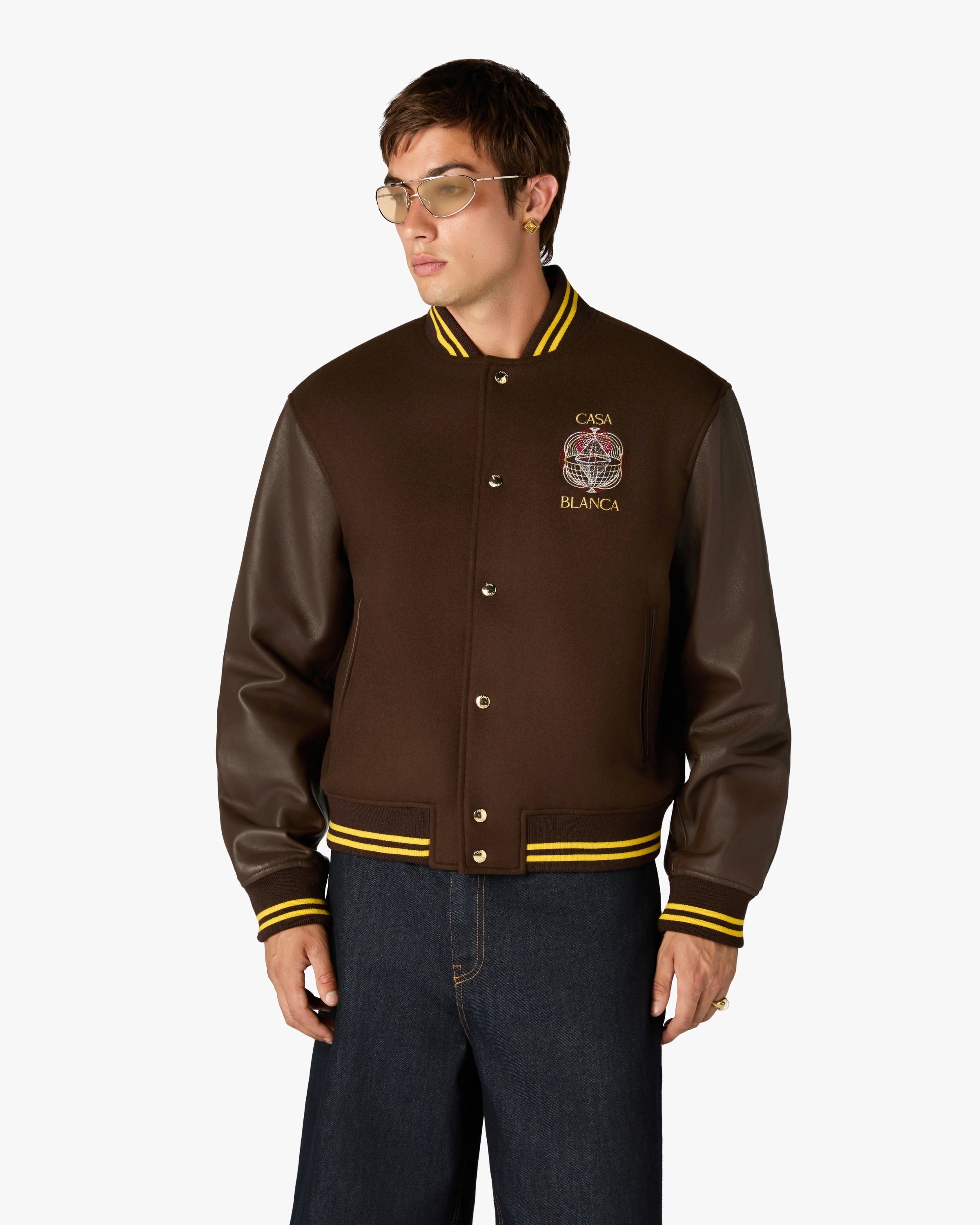 Casablanca Celestial Pyramid giacca varsity marrone lana
