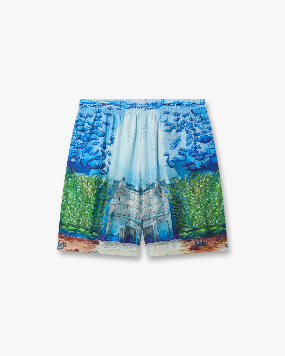 Casablanca Trompe L'Oeil shorts uomo seta multicolore