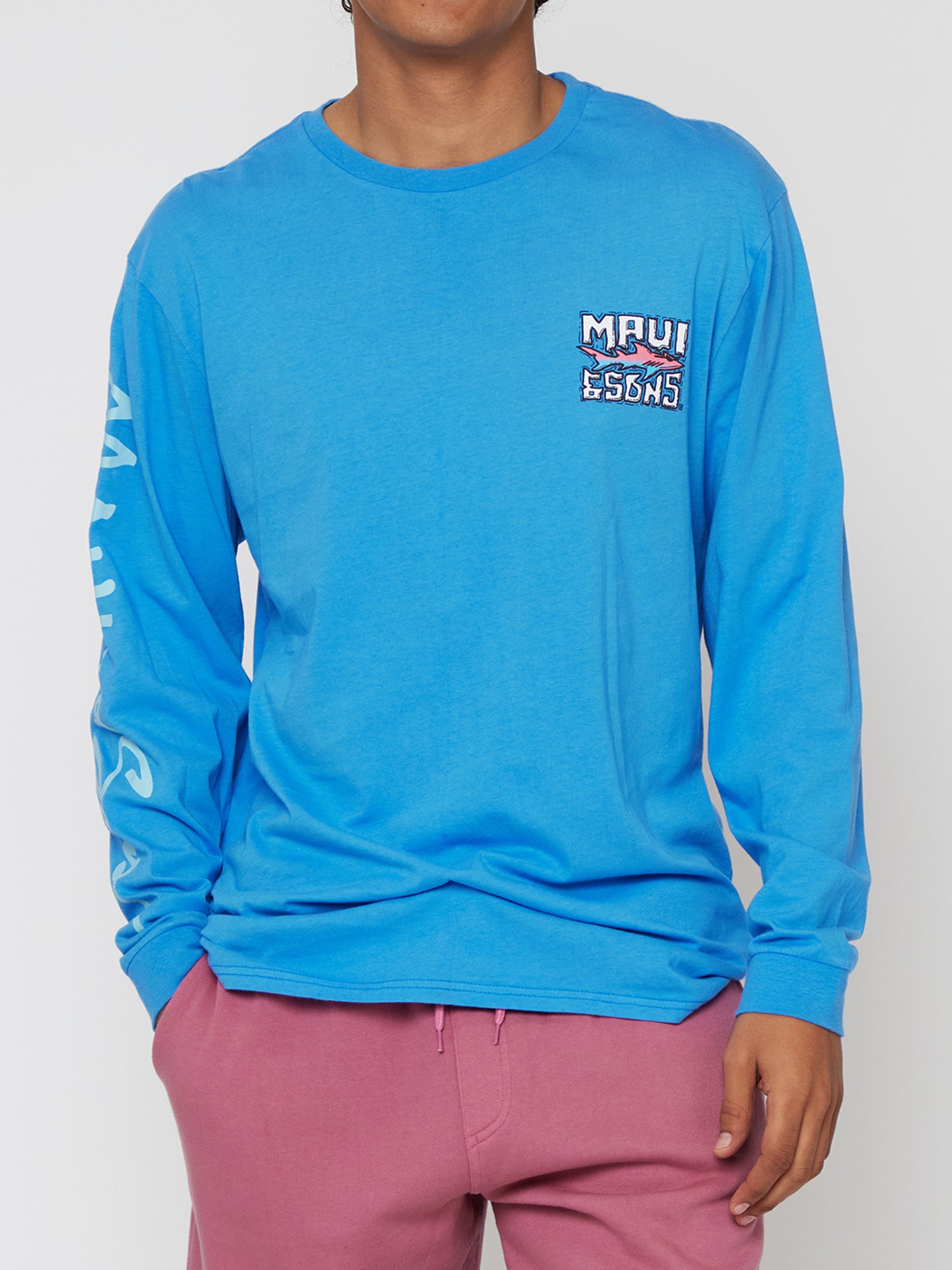 Maui and Sons Booyah Long Sleeve Maglia Azzurra Cotone