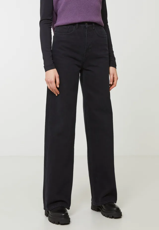 Recolution Commelina jeans larghi nero washed black cotone bio