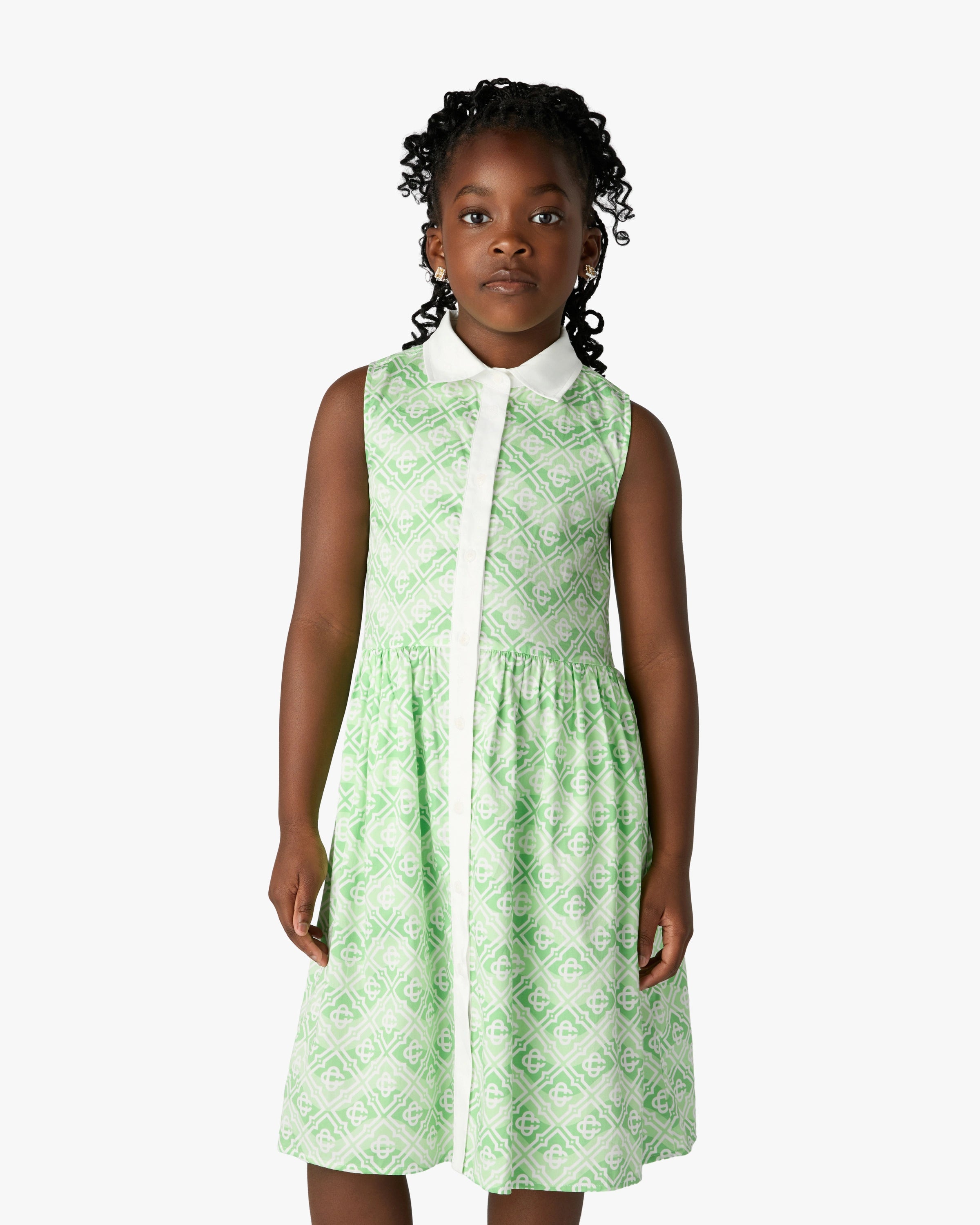 Casablanca Children's Wavy Monogram Dress vestito bimba verde