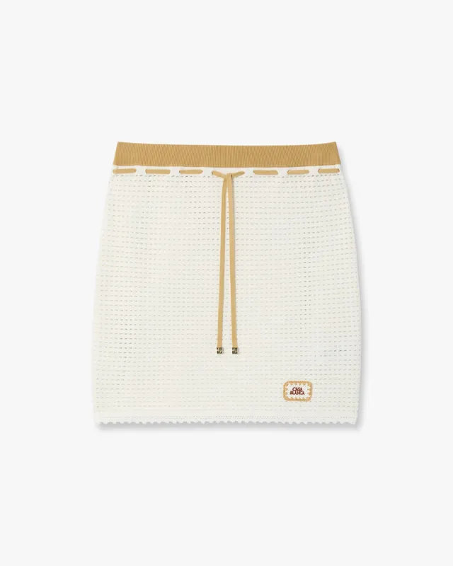 Casablanca Tuck Stitch gonna mini bianca pizzo