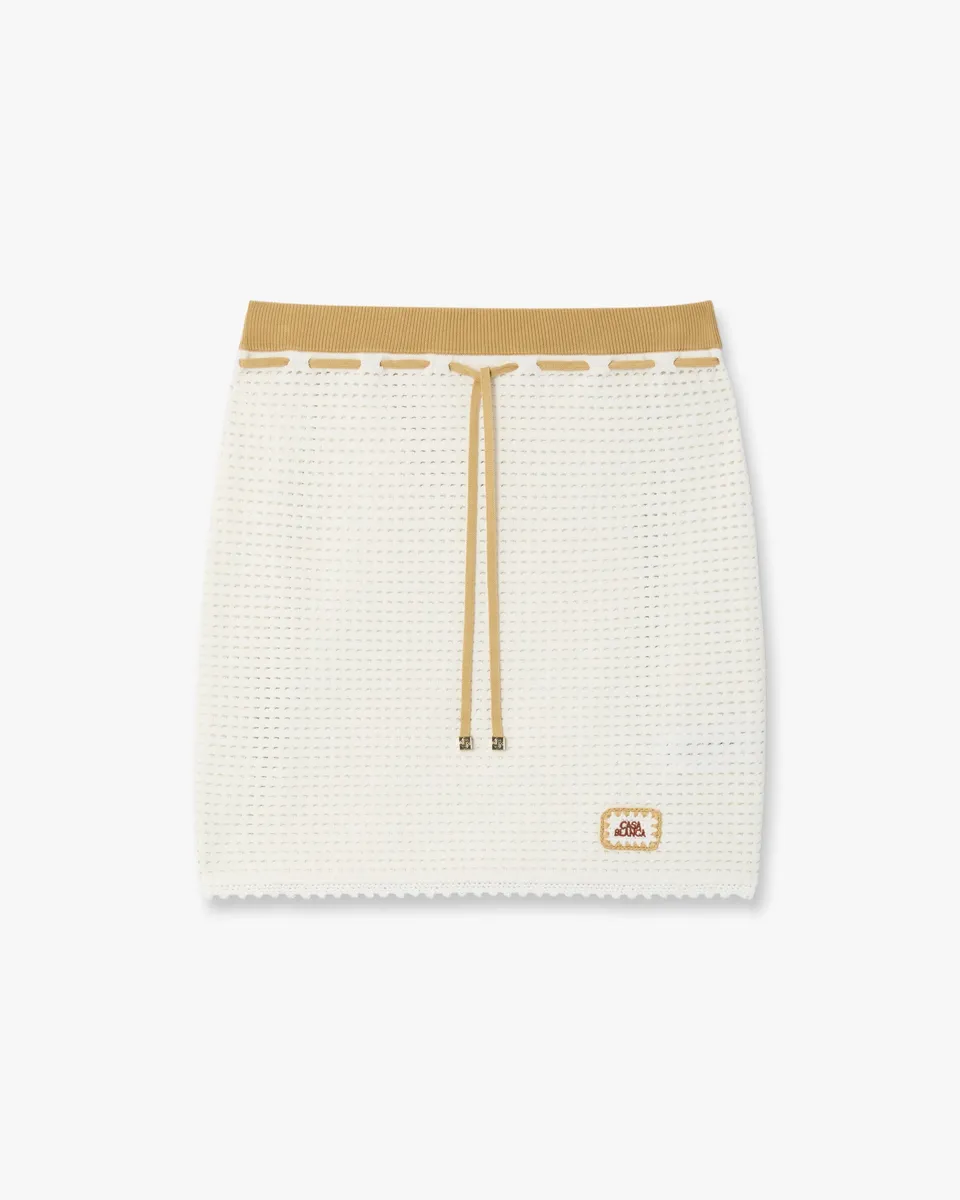Casablanca Tuck Stitch gonna mini bianca pizzo
