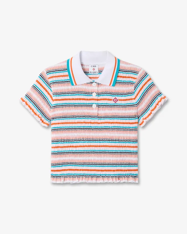 Casablanca polo donna cropped righe multicolore cotone bio