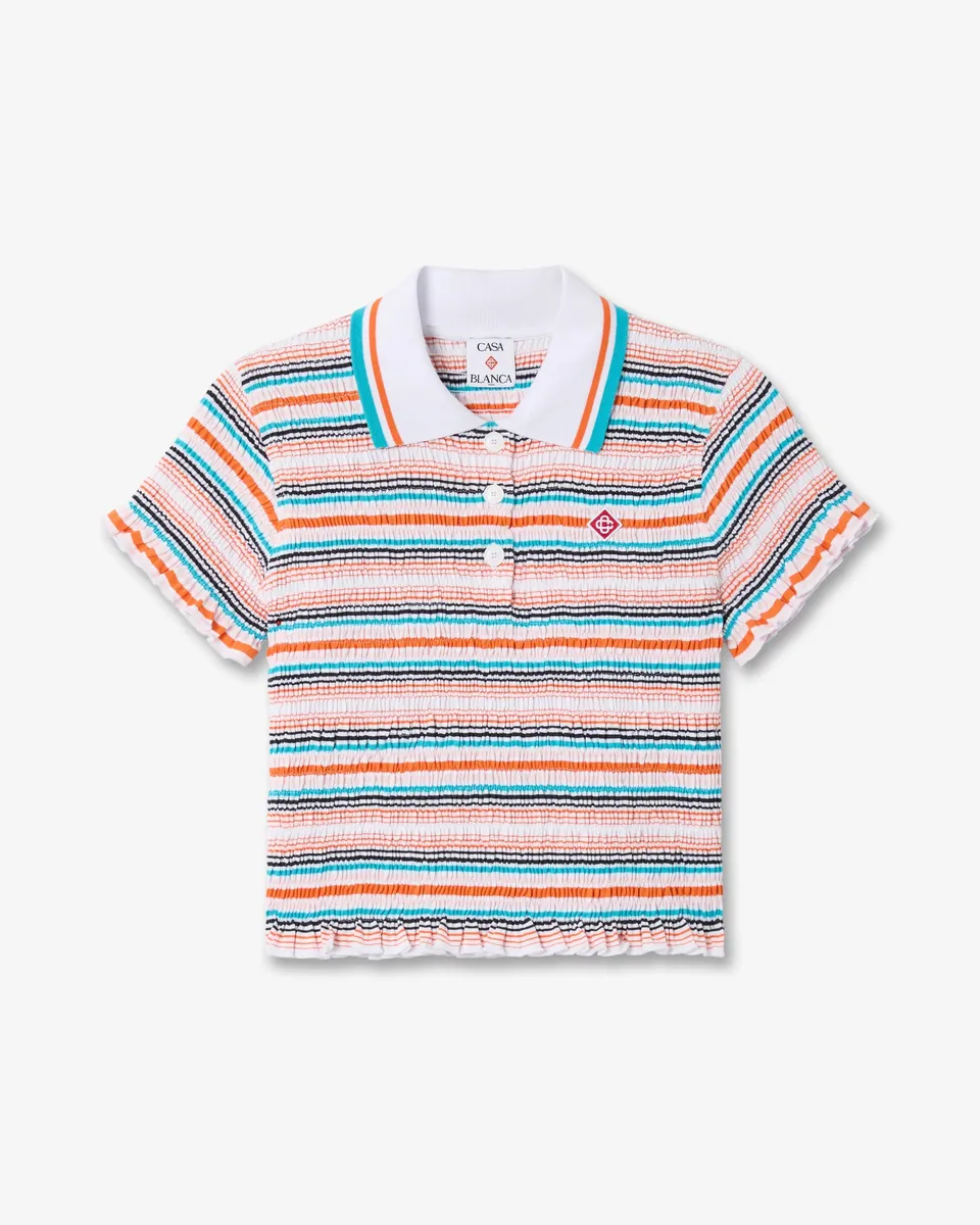 Casablanca polo donna cropped righe multicolore cotone bio