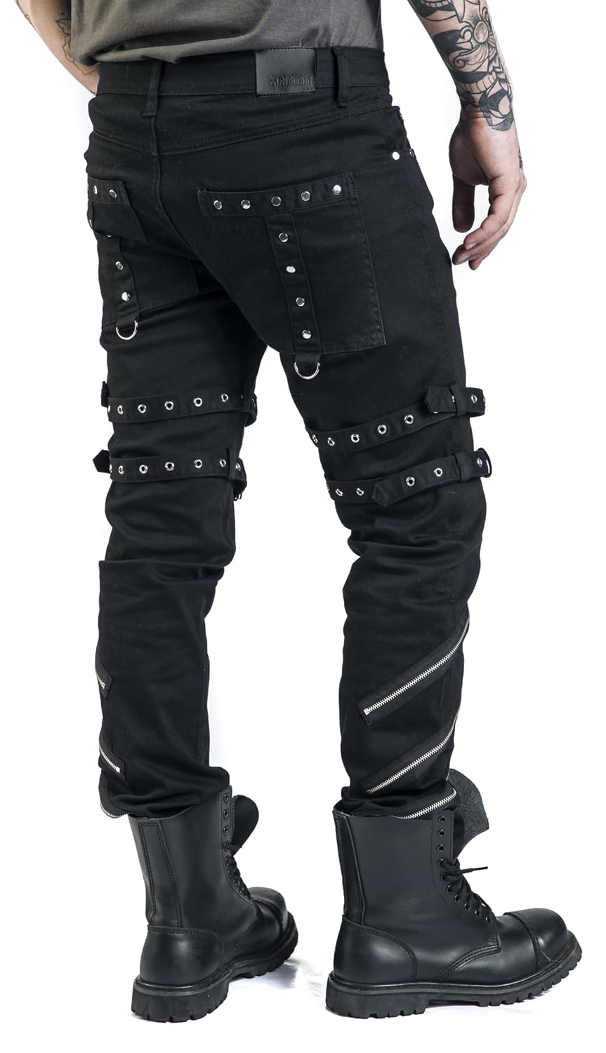 Gothicana by EMP jeans neri 30W/32L con fibbie
