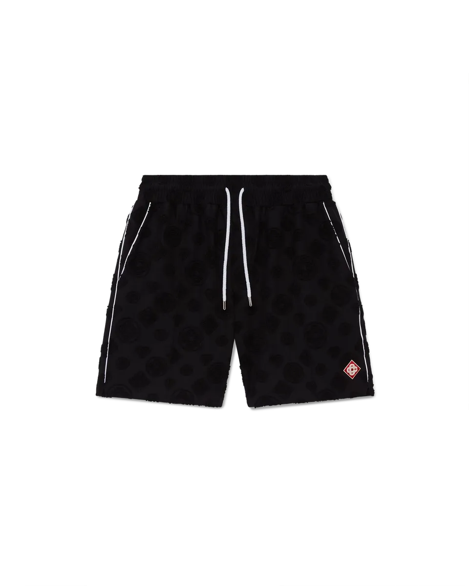 Casablanca Monogram Shorts pantaloncini neri spugna