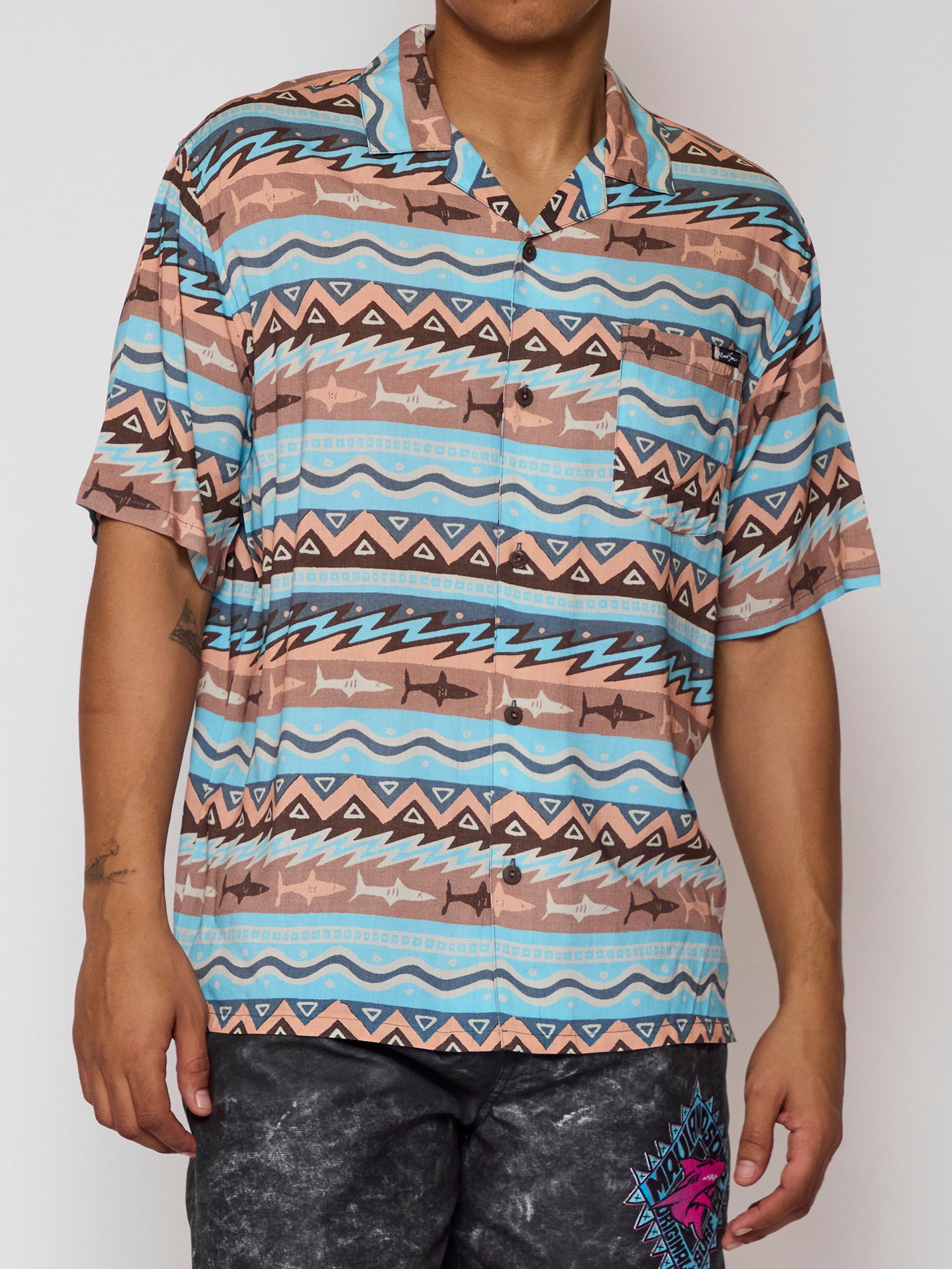Maui and Sons Stoker camicia manica corta beige rayon