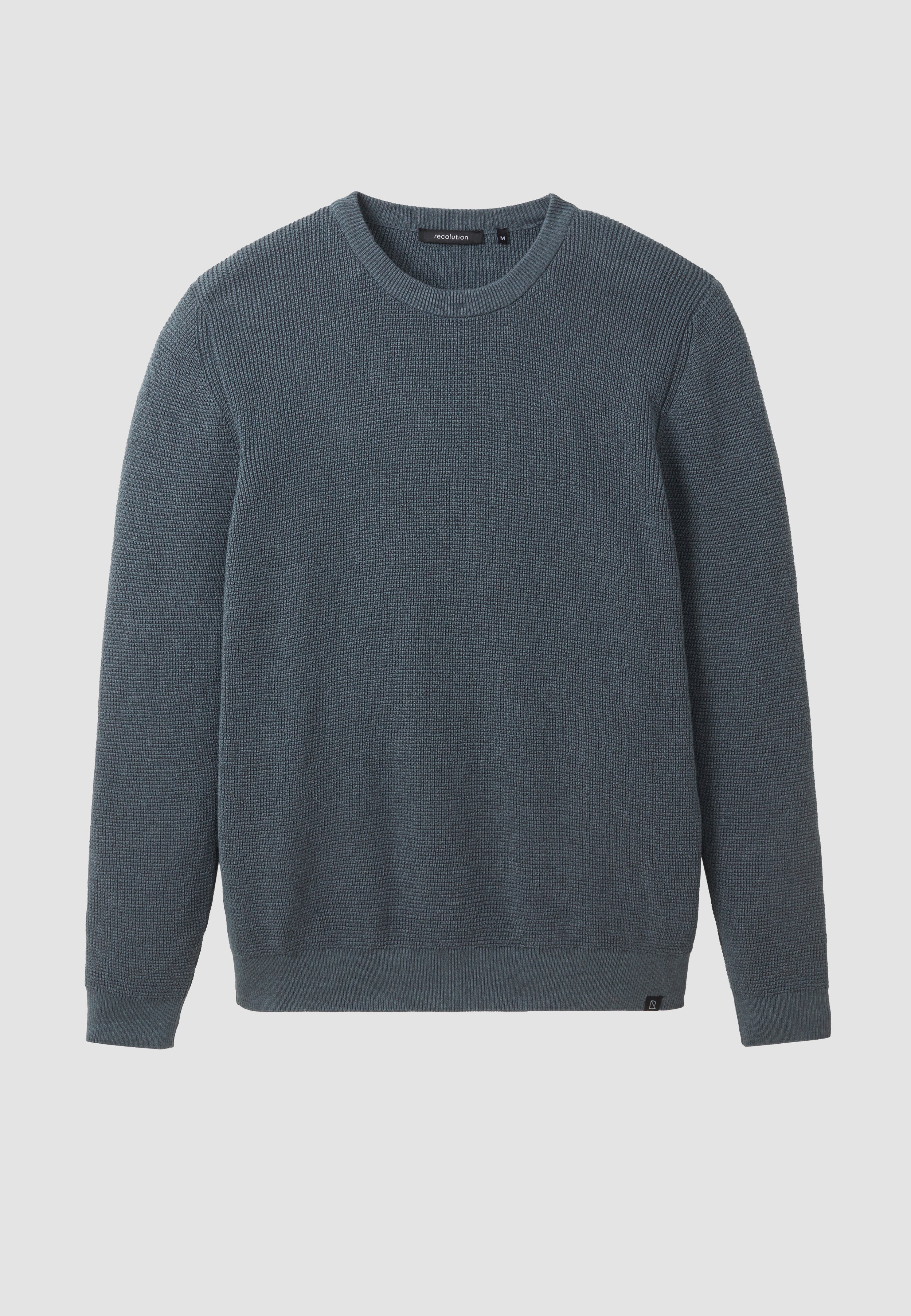 Recolution BACOPA Maglione Coste Teal Uomo Cotone Bio