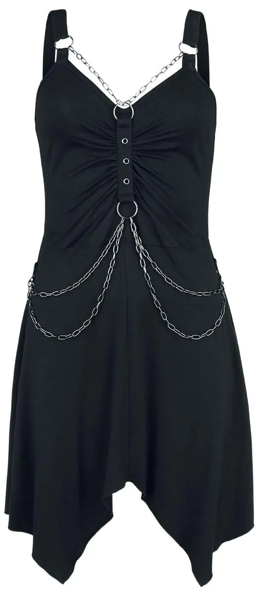 Gothicana by EMP Vestito Nero Anelli Catene gotico