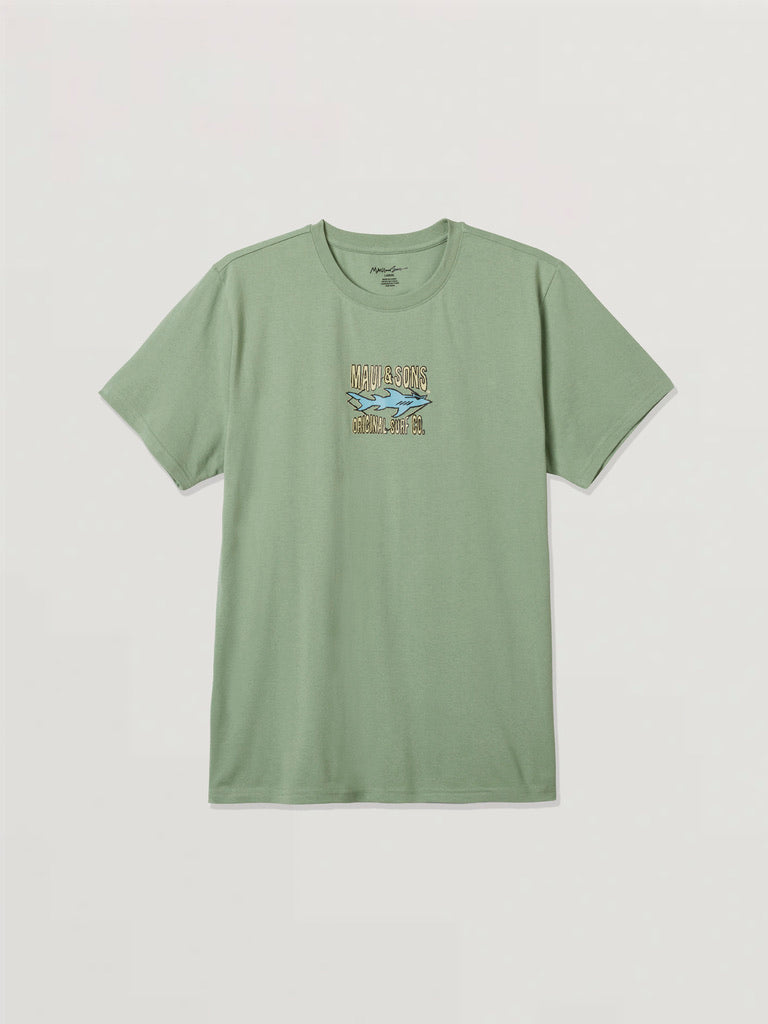Maui and Sons Shark Surf T-Shirt verde salvia