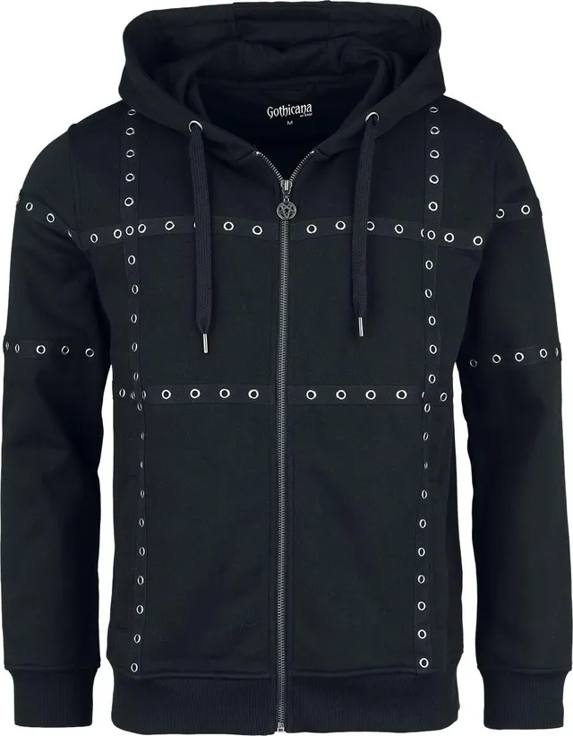 Gothicana by EMP Felpa uomo nera zip interno felpato