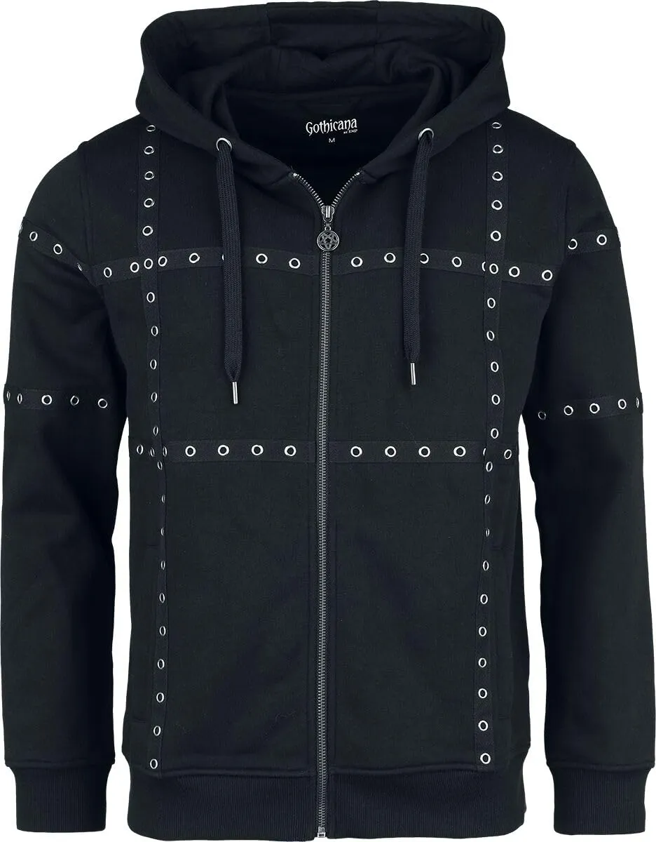 Gothicana by EMP Felpa uomo nera zip interno felpato