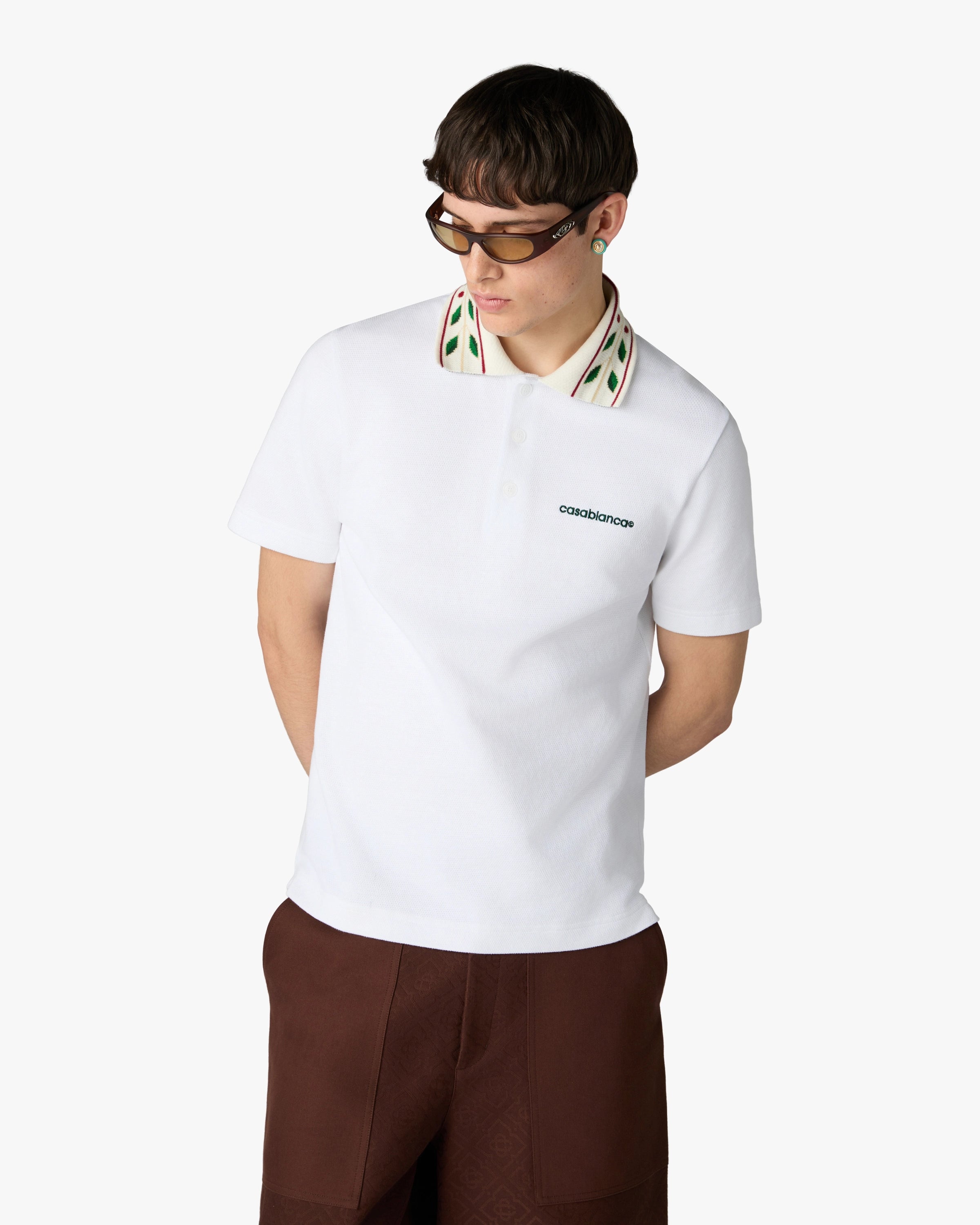 Casablanca Laurel Pique polo bianco cotone