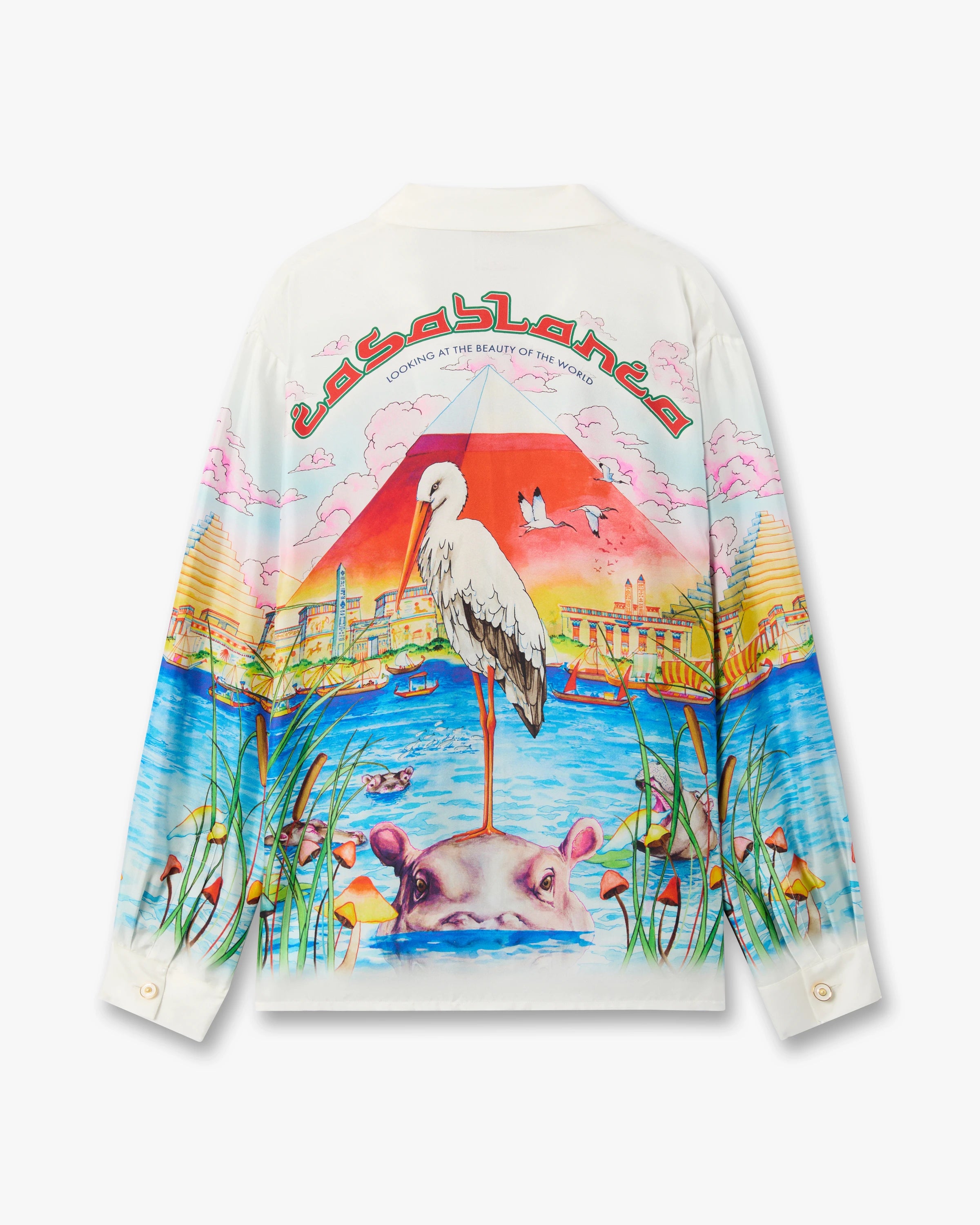 Casablanca Egypt Camicia Lino Multicolore Manica Lunga