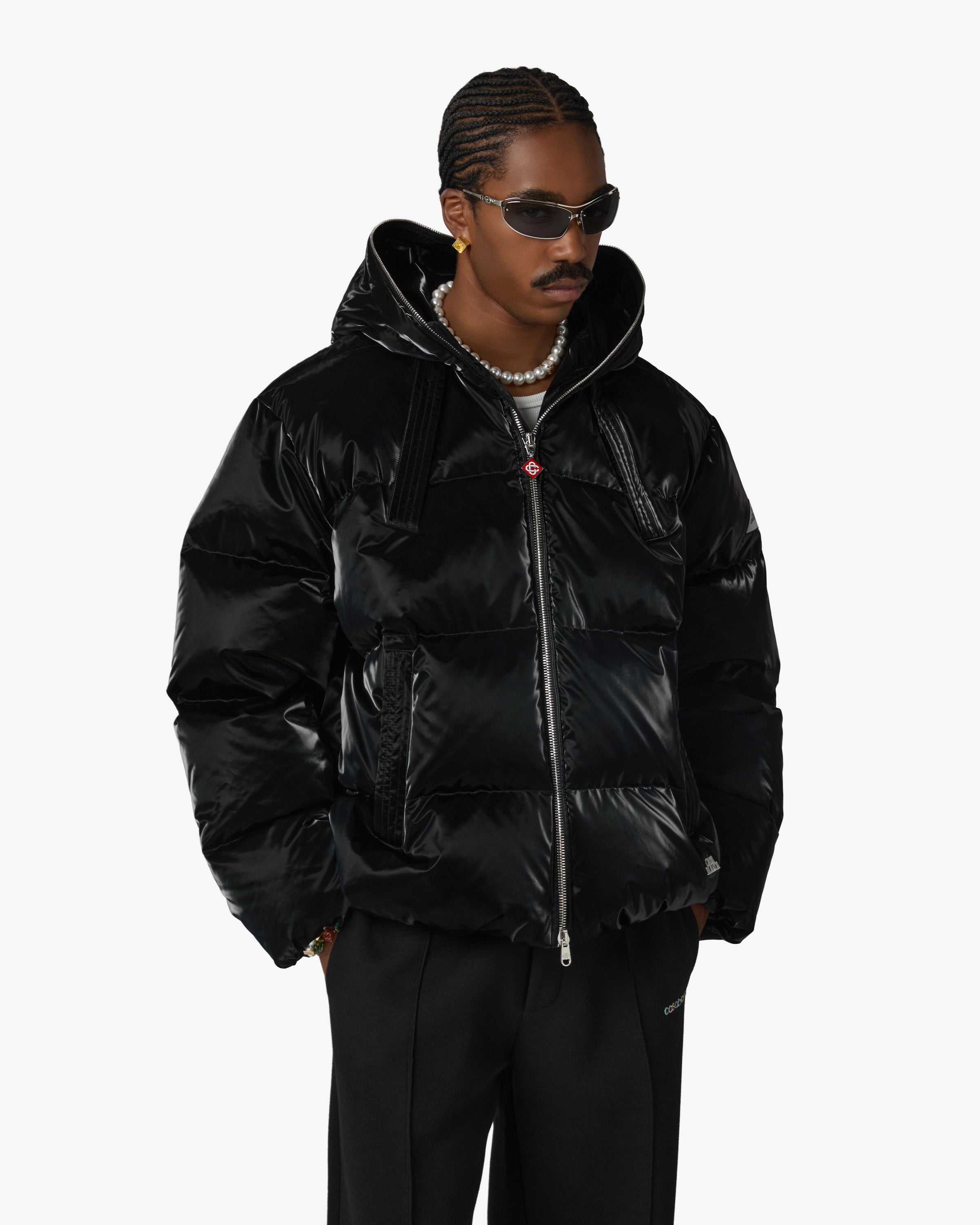 Casablanca puffer nero nylon uomo piuma
