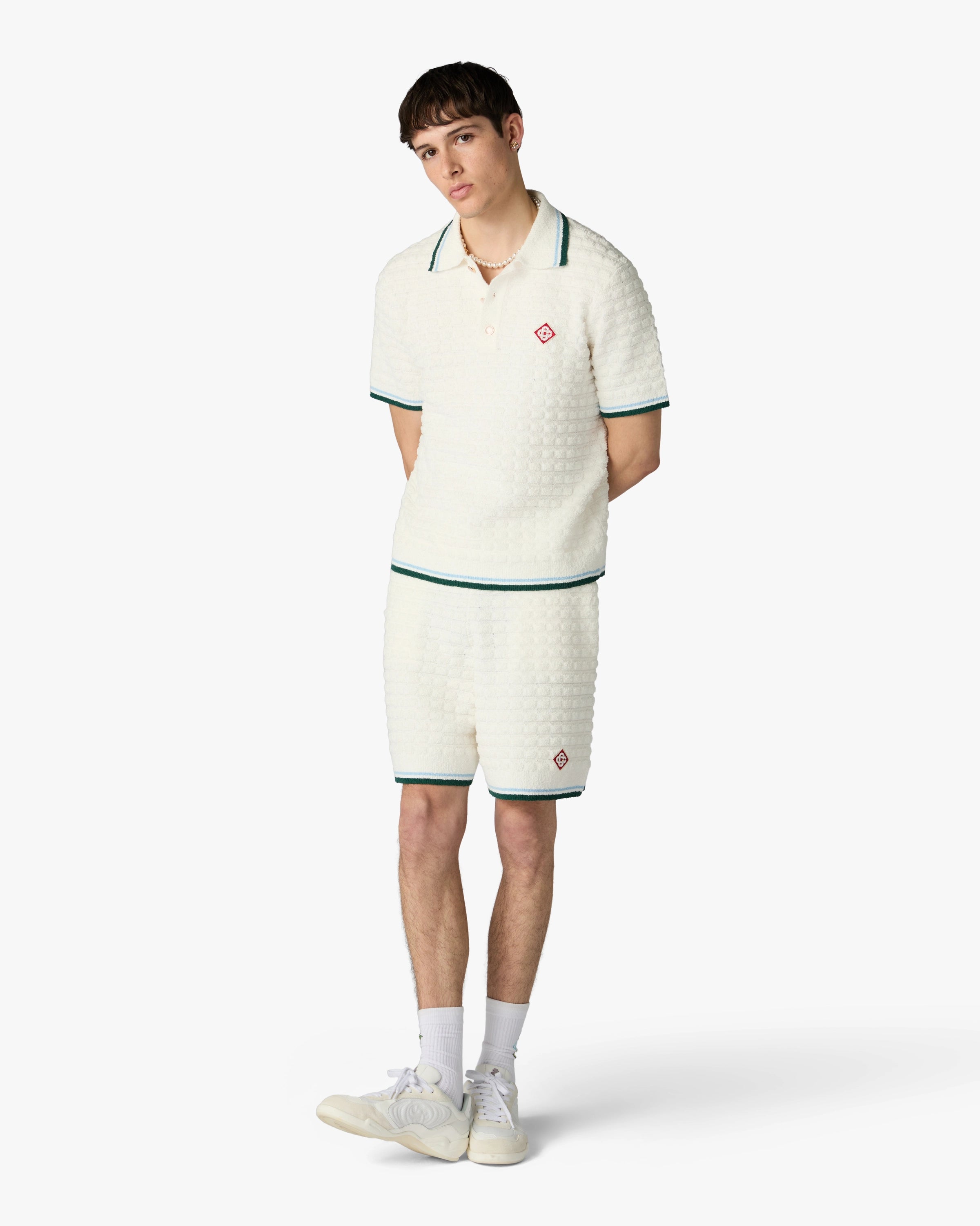 Casablanca Boucle polo uomo bianca maniche corte