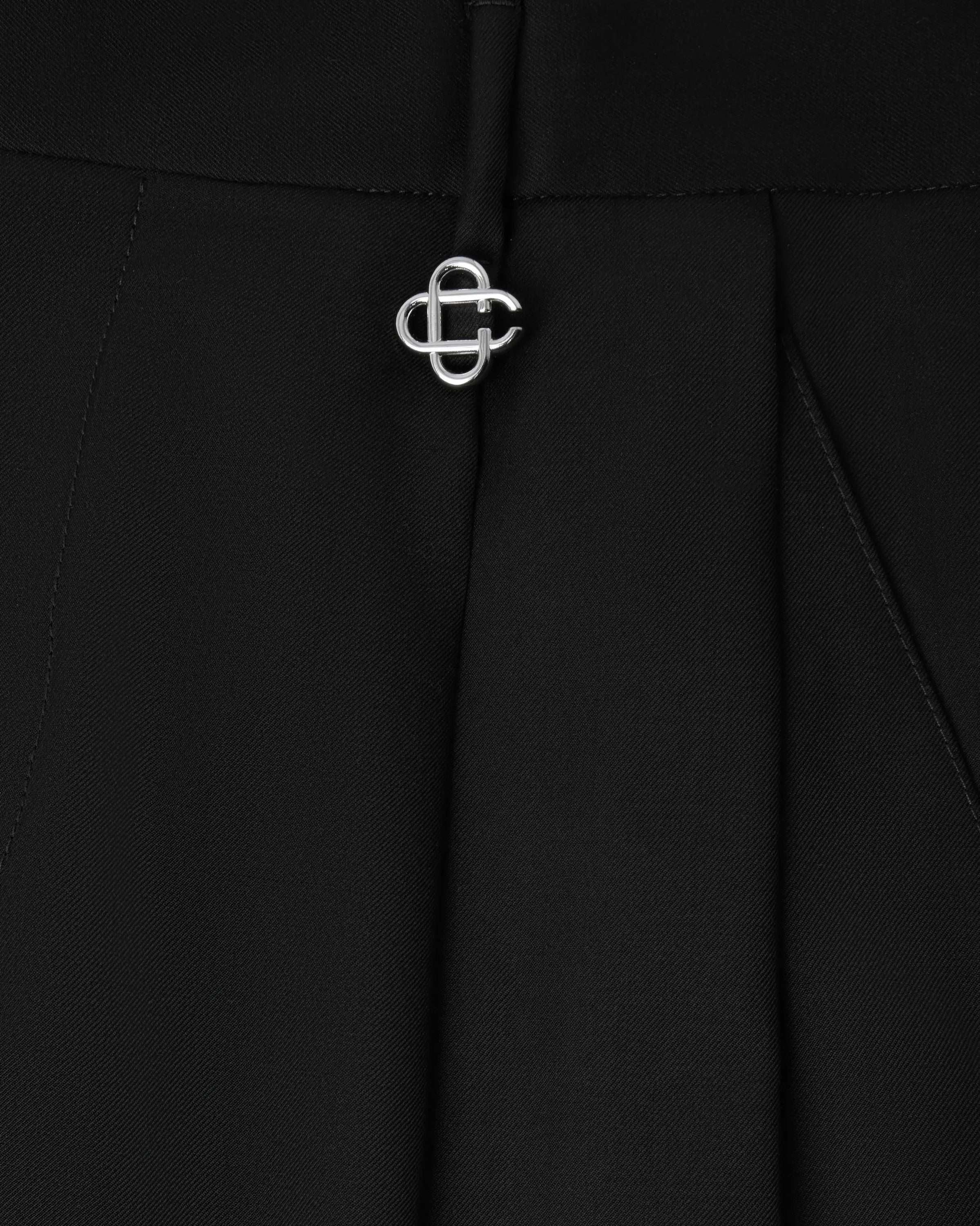 Casablanca Black Pleated pantaloni neri cotone elastan