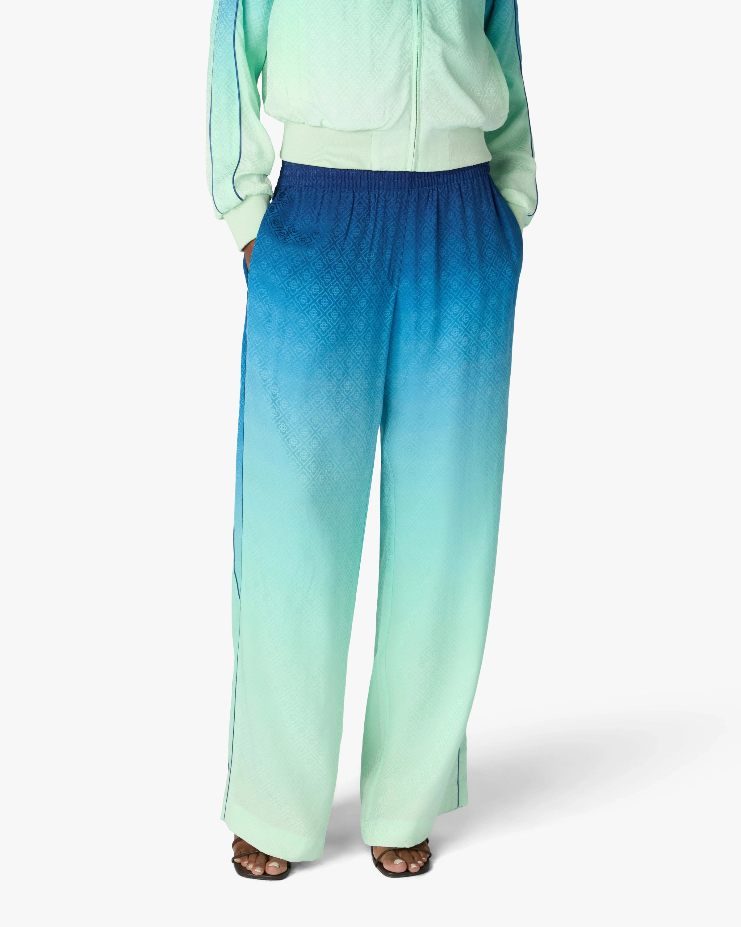 Casablanca Gradient Monogram pantaloni jacquard blu verde
