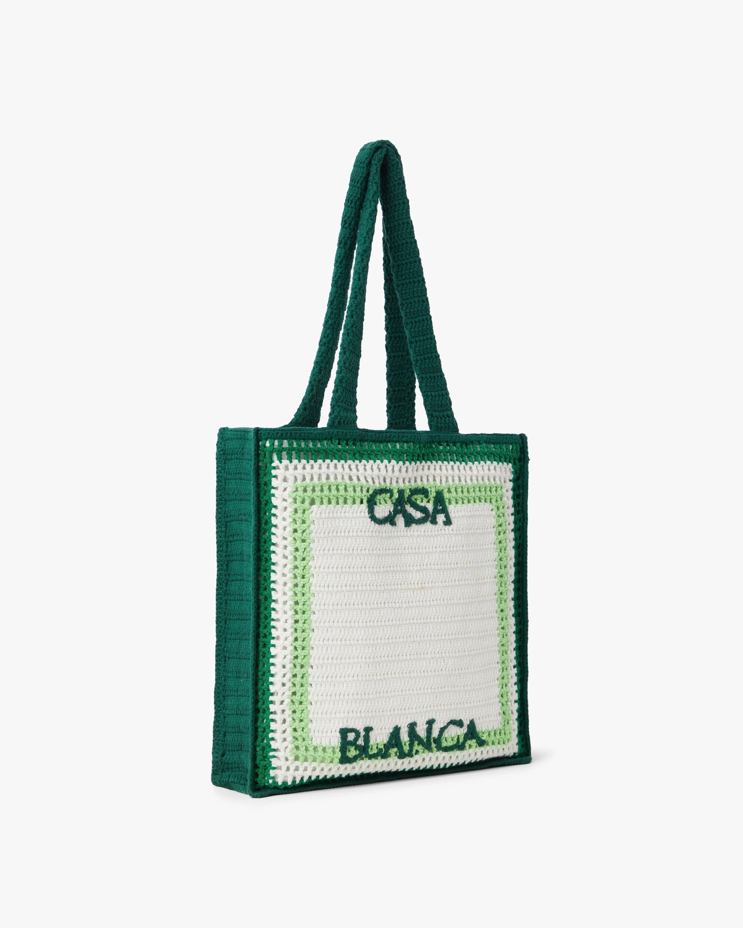 Casablanca Crochet tote borsa cotone bianco verde