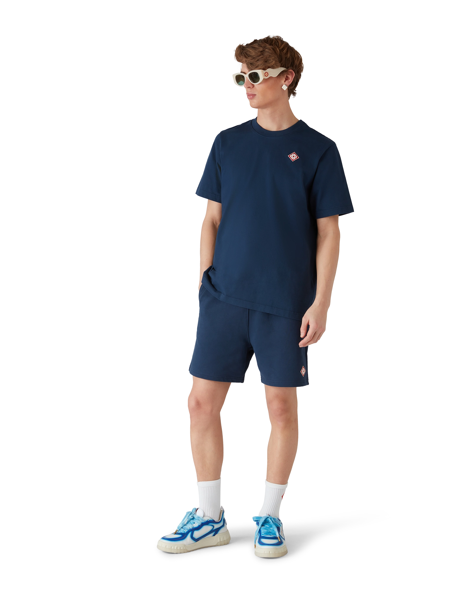 Casablanca Diamond Logo t-shirt navy cotone bio