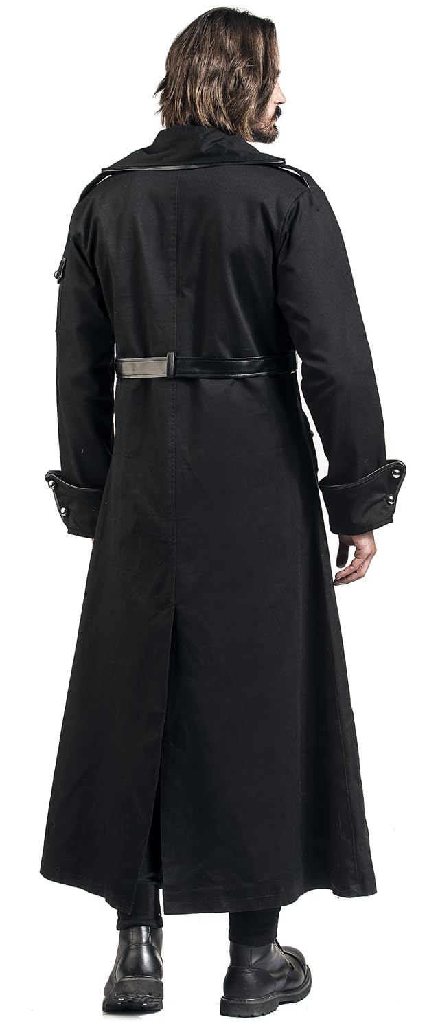 Gothicana by EMP cappotto lungo nero con cintura L