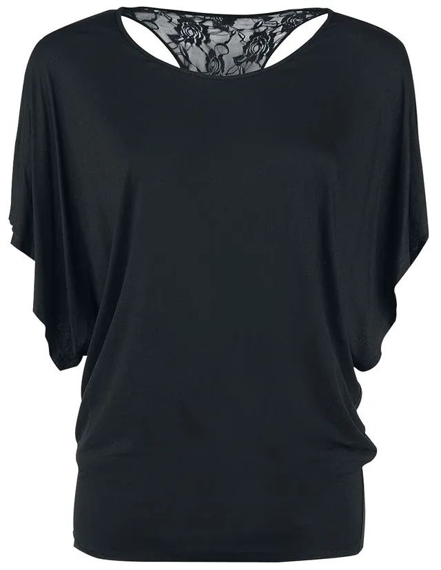 Gothicana by EMP t-shirt nera pizzo cotone