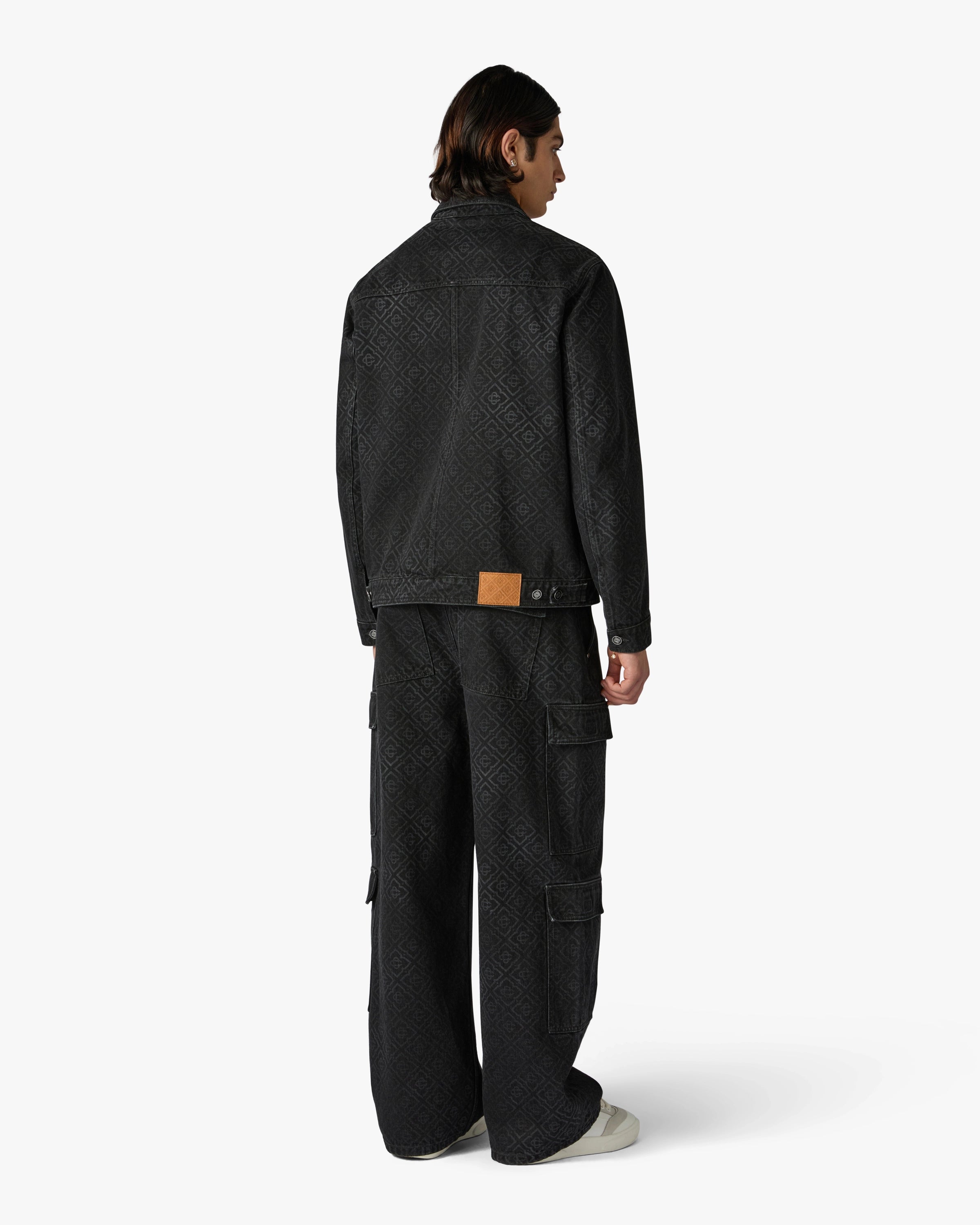 Casablanca Monogram Cargo jeans denim neri cotone