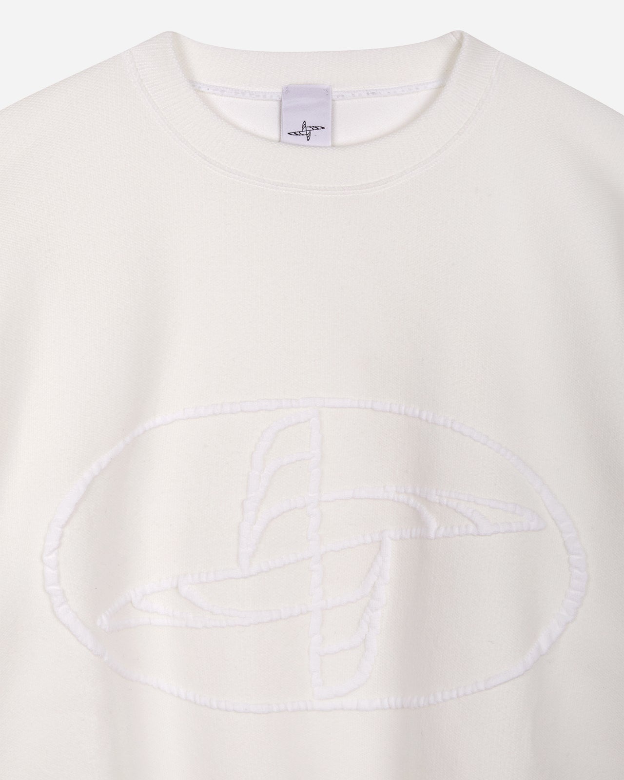 Noskra White Knitted Logo felpa bianca girocollo