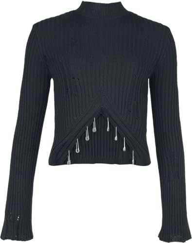 Gothicana by EMP Maglione Nero Dettagli Metallici taglia L