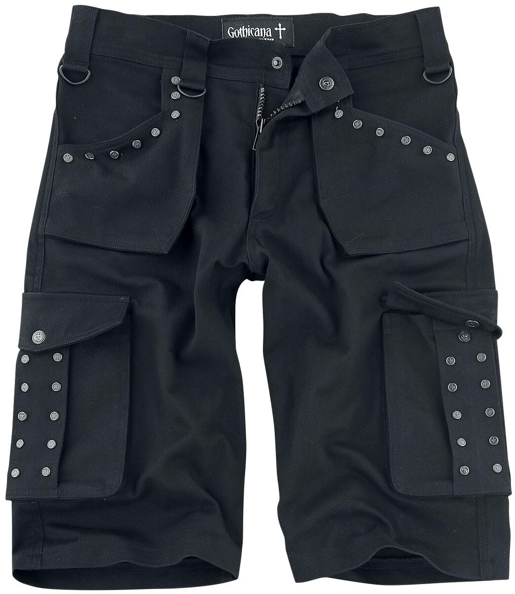 Gothicana by EMP pantaloncini uomo neri con rivetti