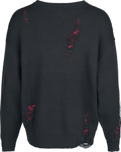 Gothicana by EMP Maglione Donna Nero Rosso M Destroyed