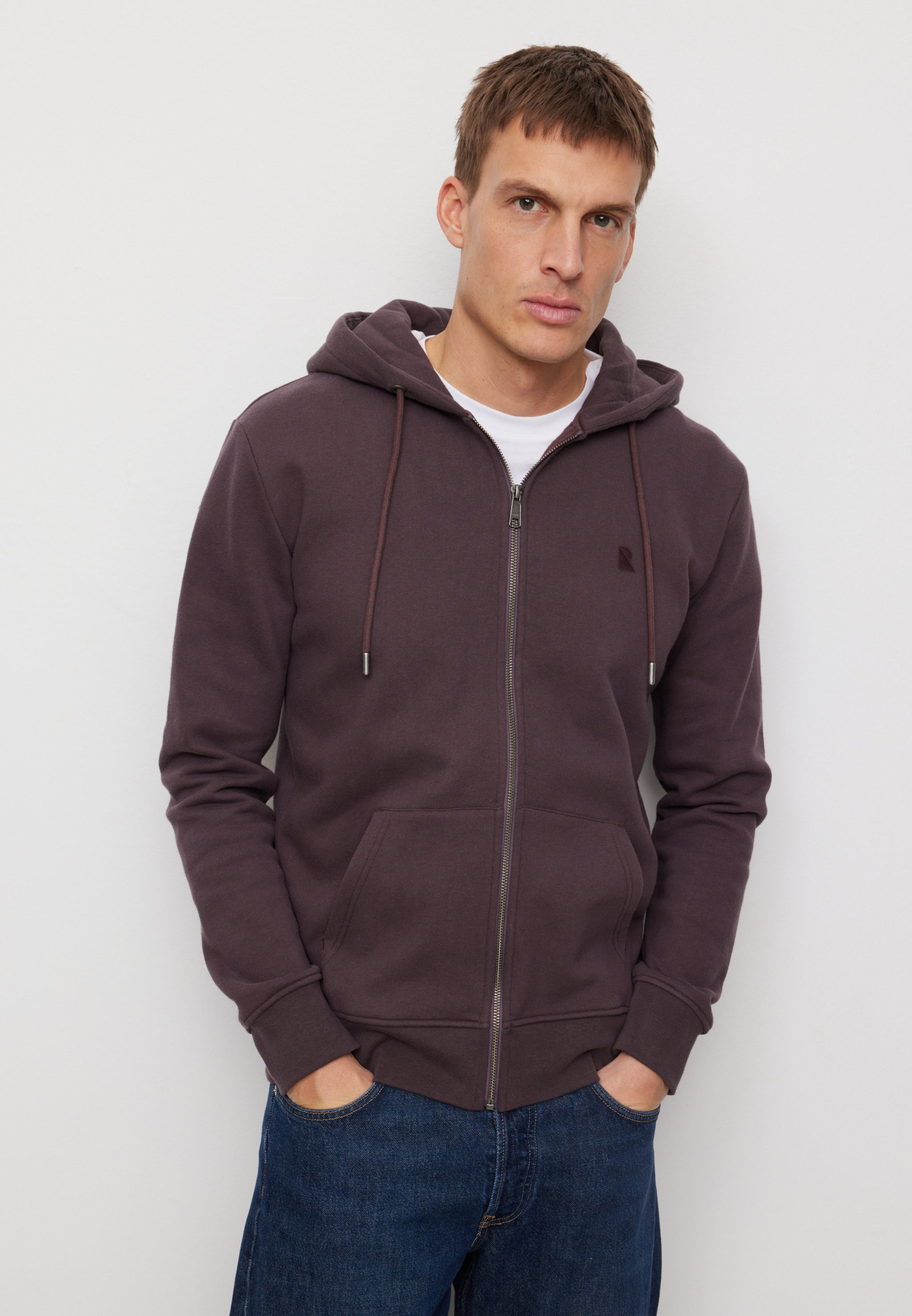 Recolution Birch felpa con zip dark grape cotone bio