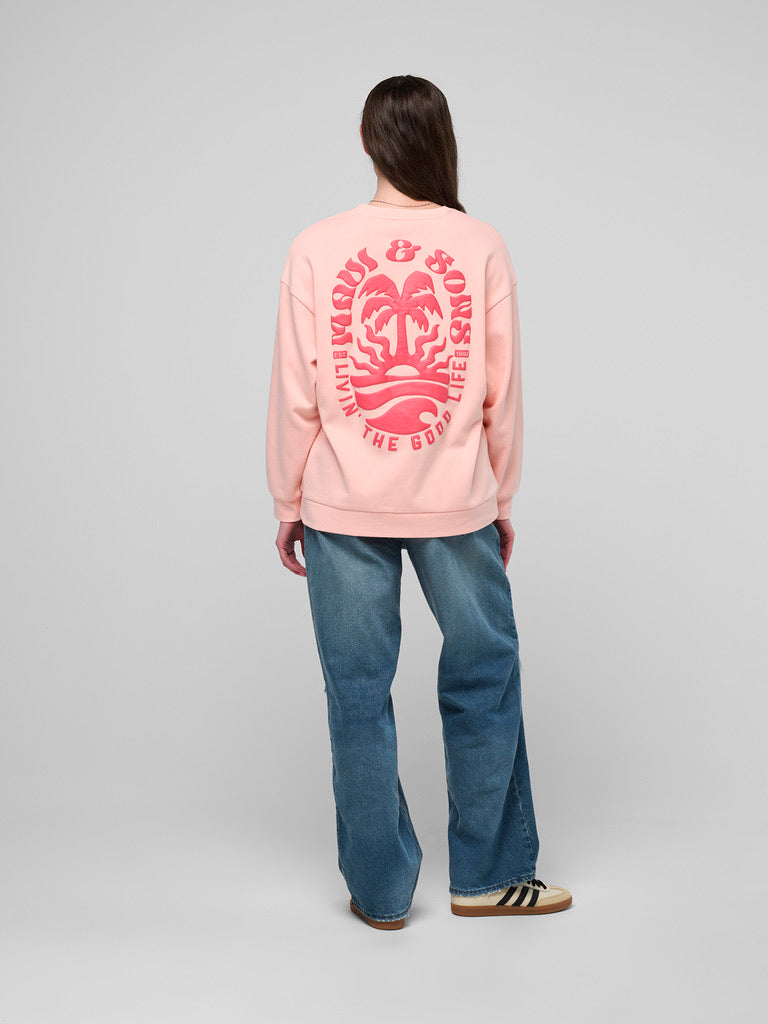 Maui and Sons Life's Good felpa oversize rosa cotone