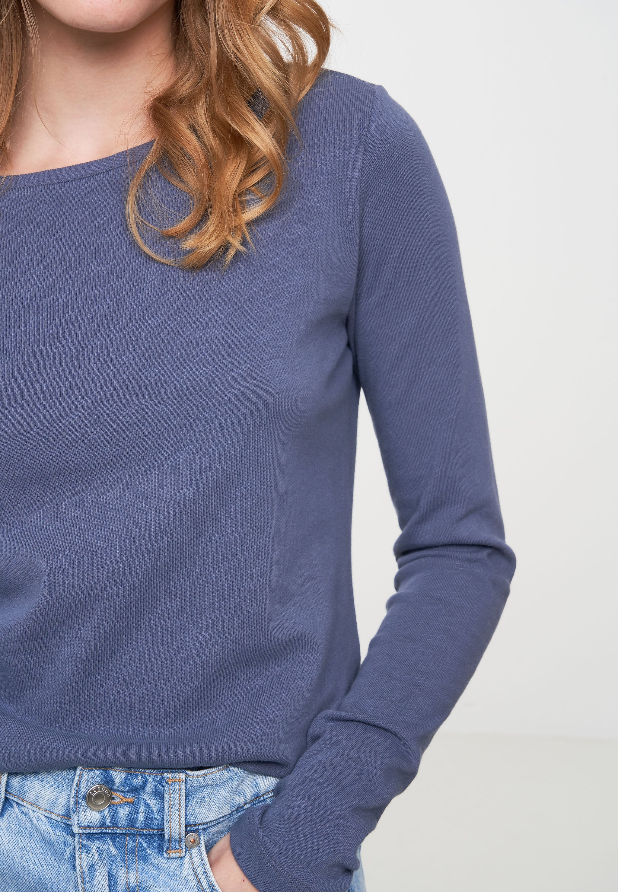 Recolution Iris maglia manica lunga azzurro cotone bio
