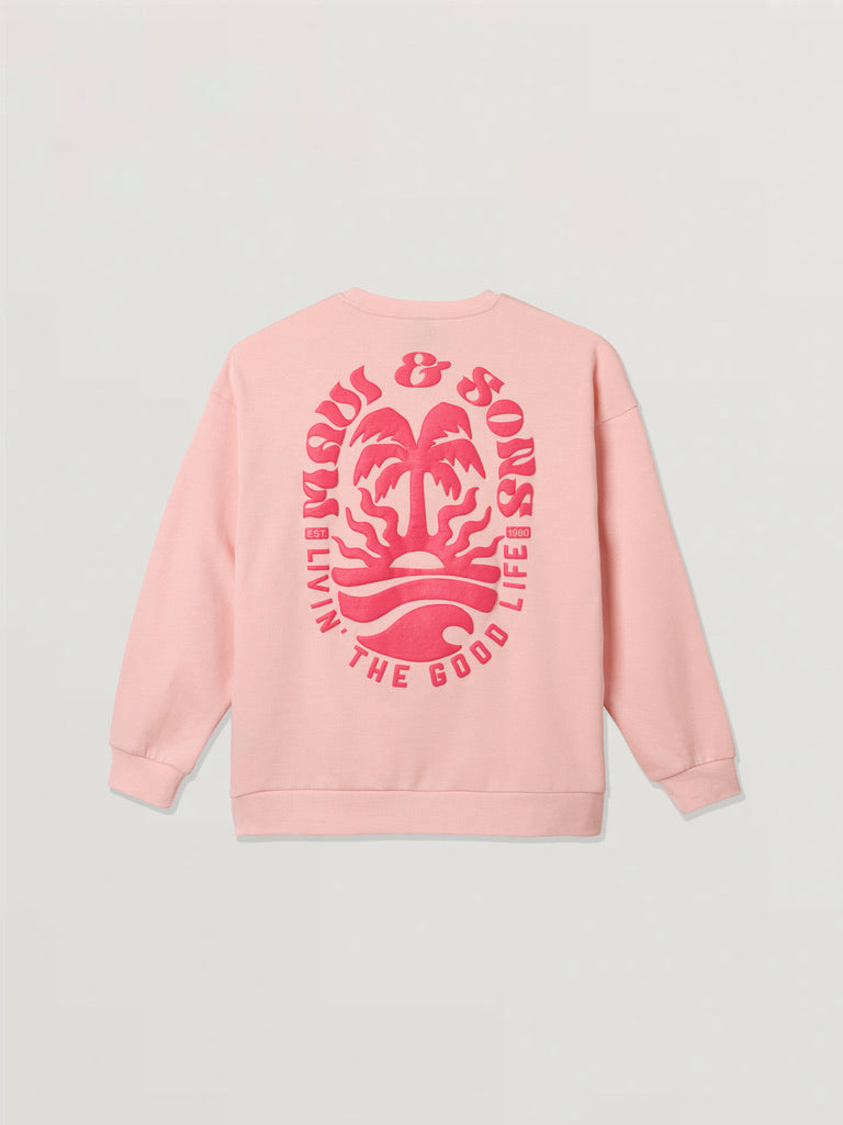 Maui and Sons Life's Good felpa oversize rosa cotone
