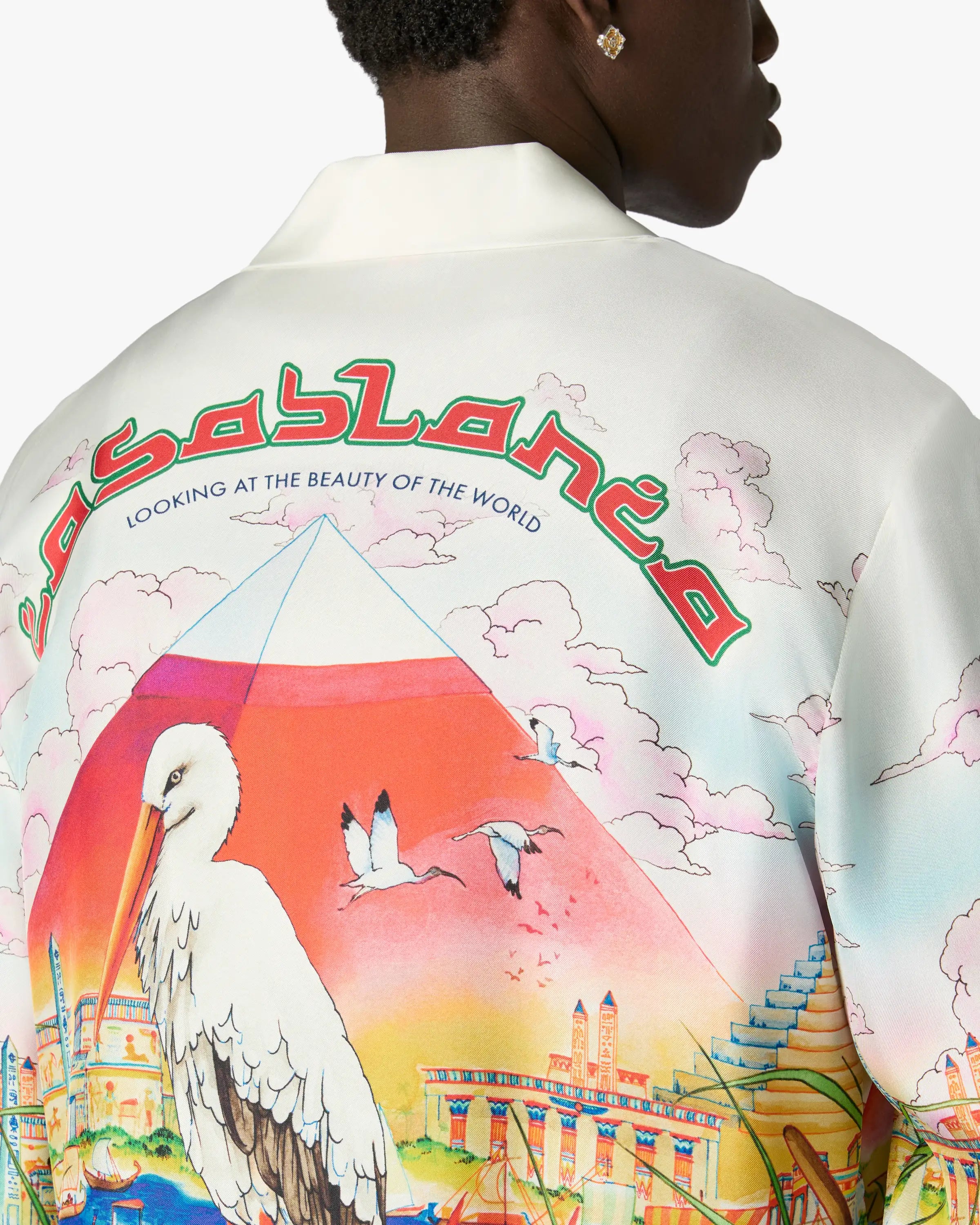 Casablanca Egypt Camicia Lino Multicolore Manica Lunga