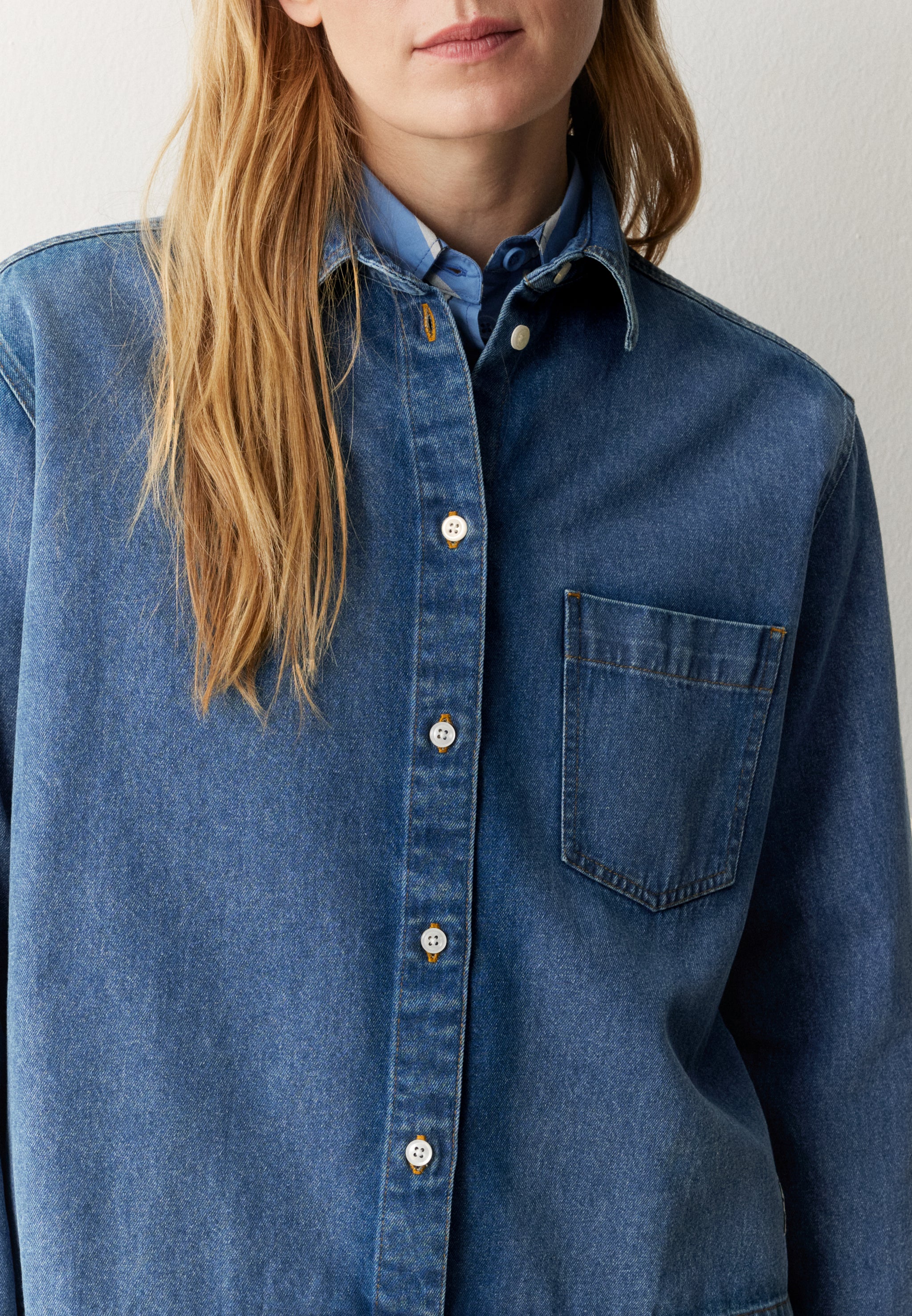 Recolution Poppy overshirt donna blu cotone bio
