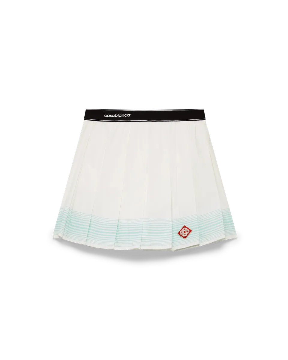 Casablanca Stripe Pleated gonna mini bianco verde elastico