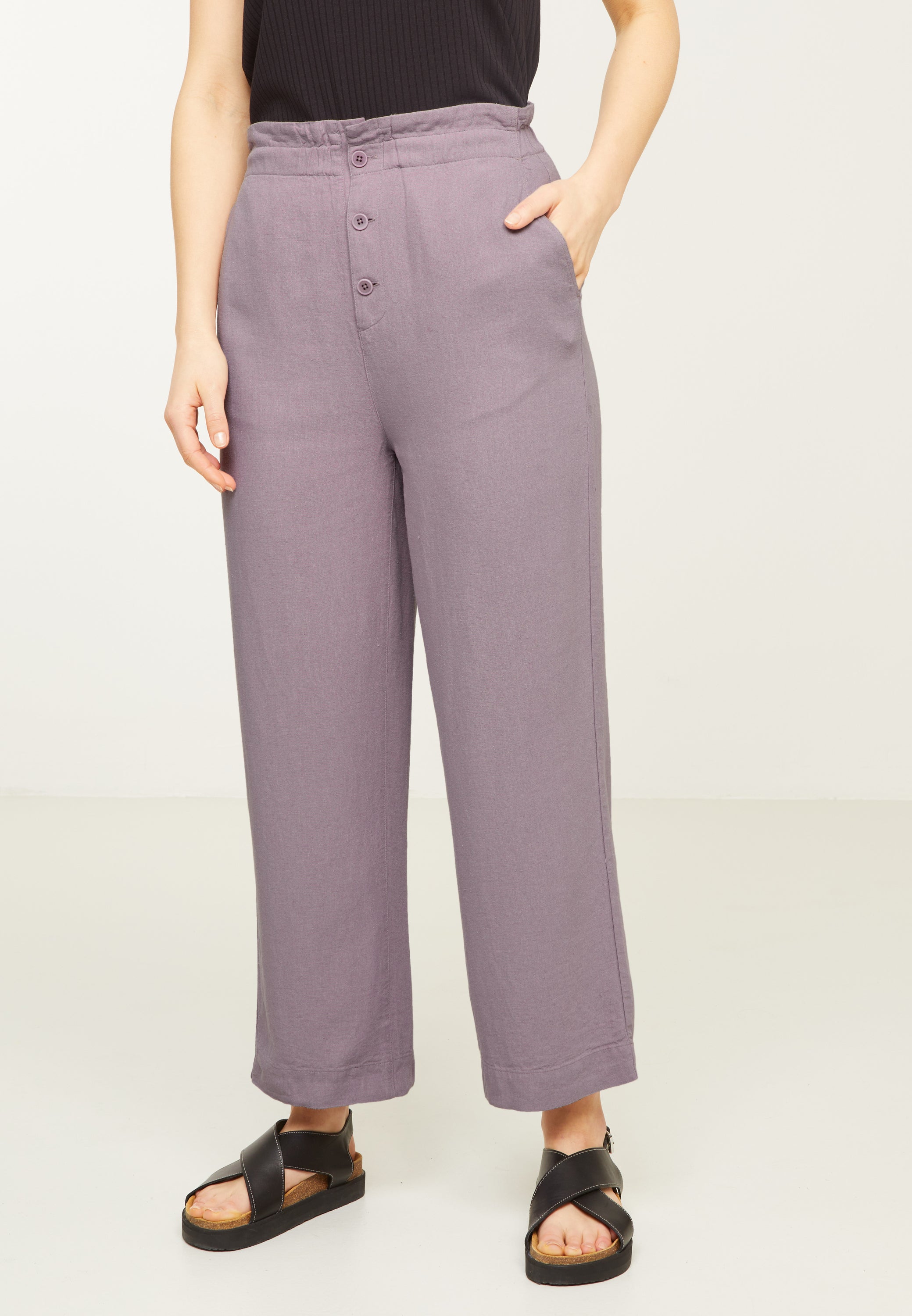 Recolution Liriope pantaloni donna lilla lino