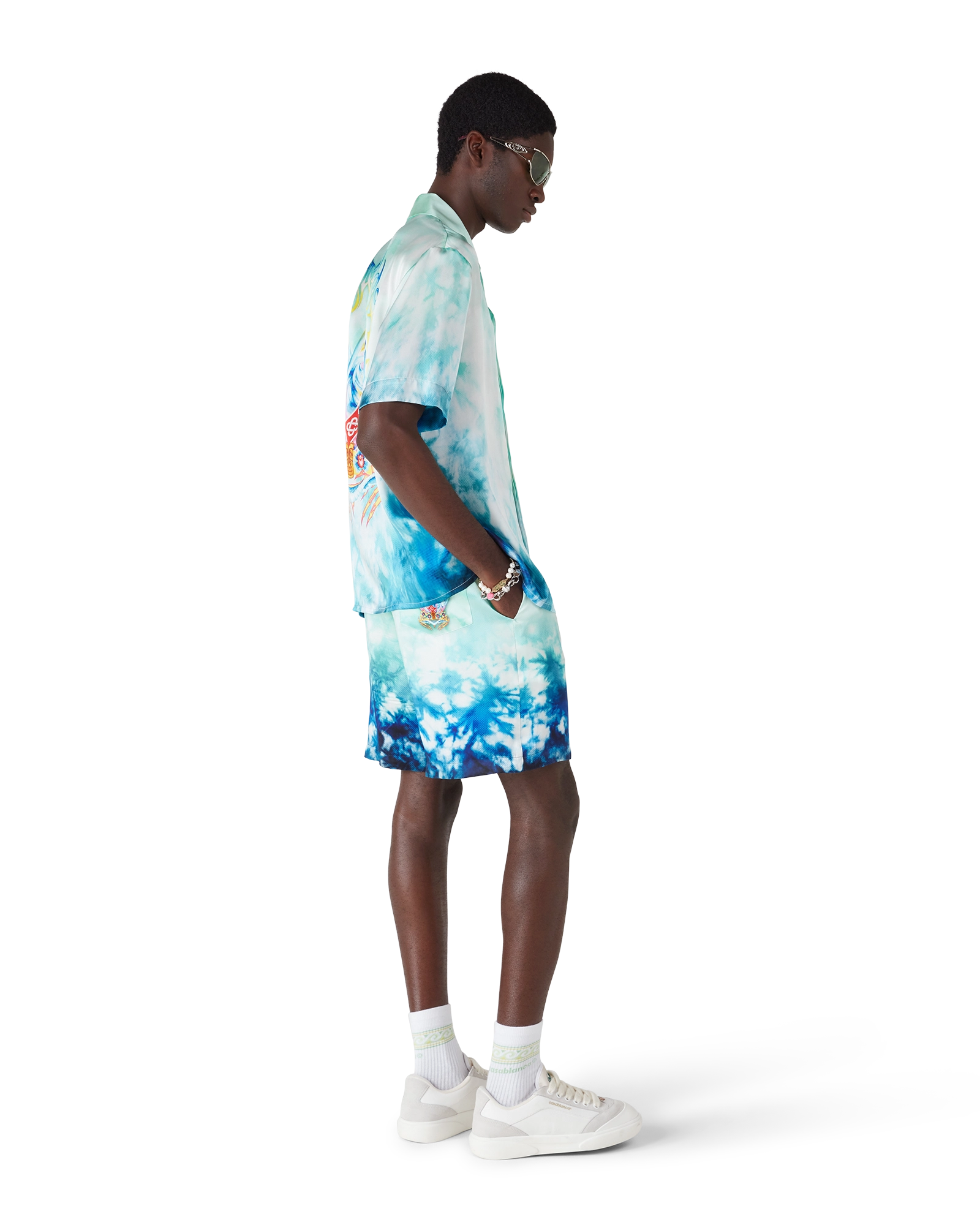 Casablanca Surf Lotus shorts seta blu multicolore