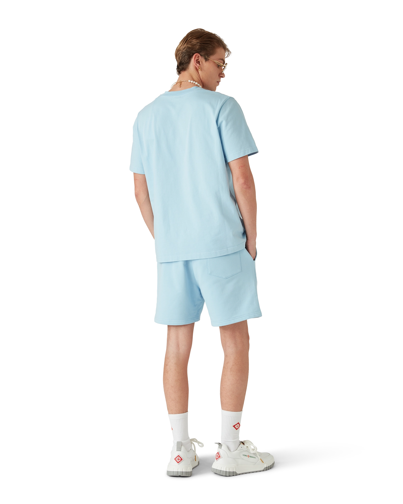 Casablanca Diamond Logo pantaloncini azzurri cotone bio